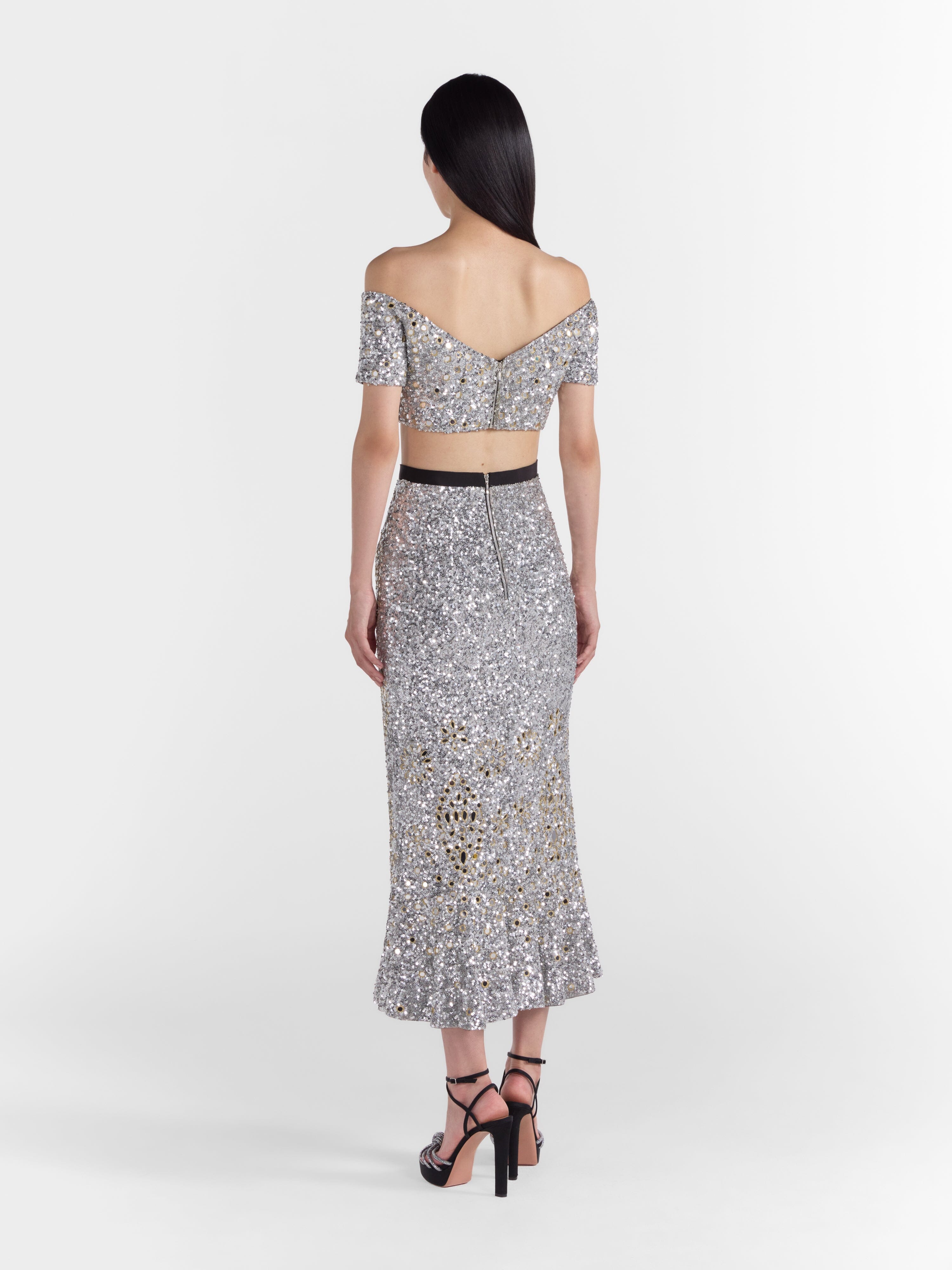 Aidan Skirt in Silver Sequin - Image 4