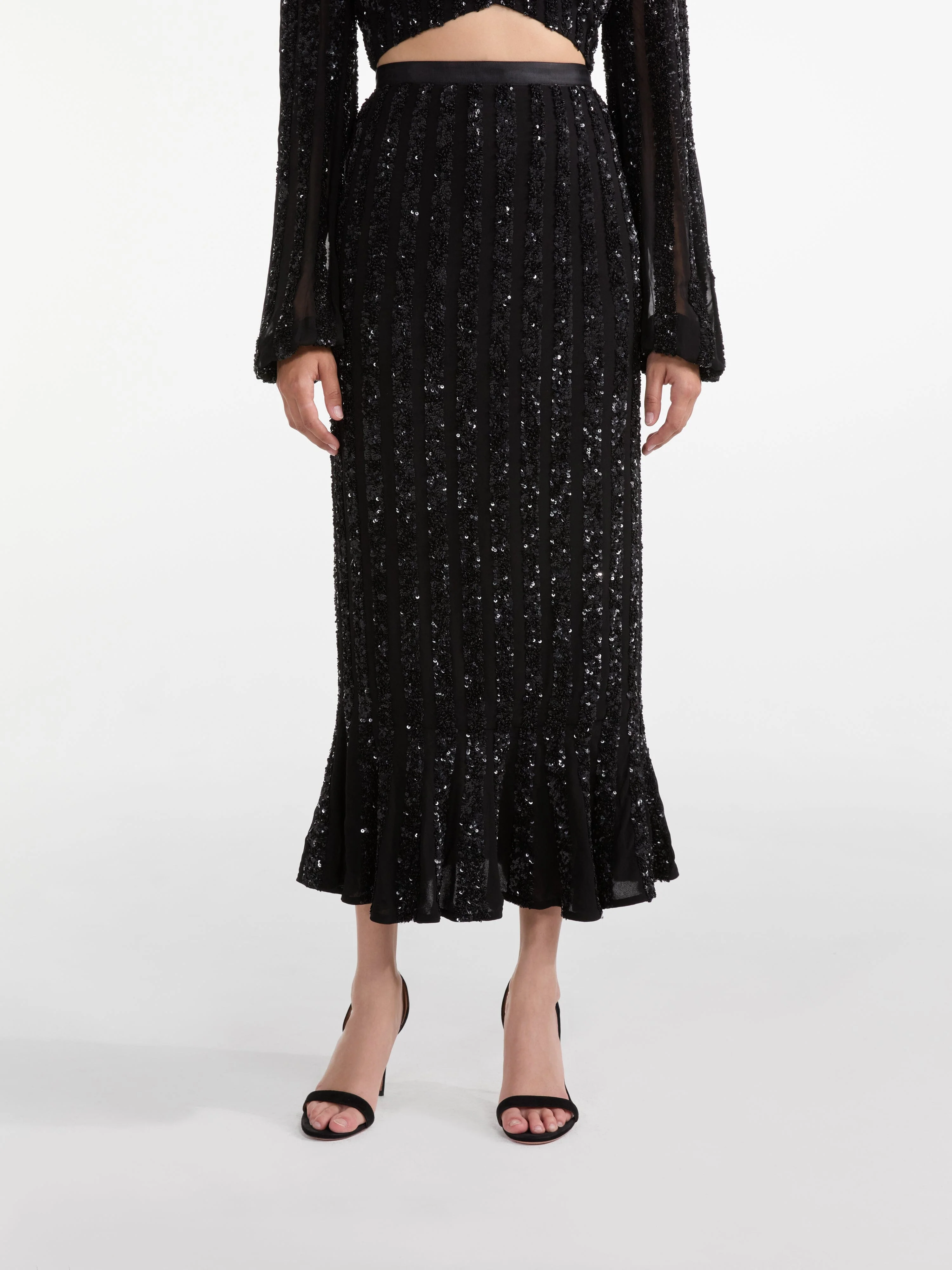 Aidan Skirt in Black Sequin Embroidery - Image 5