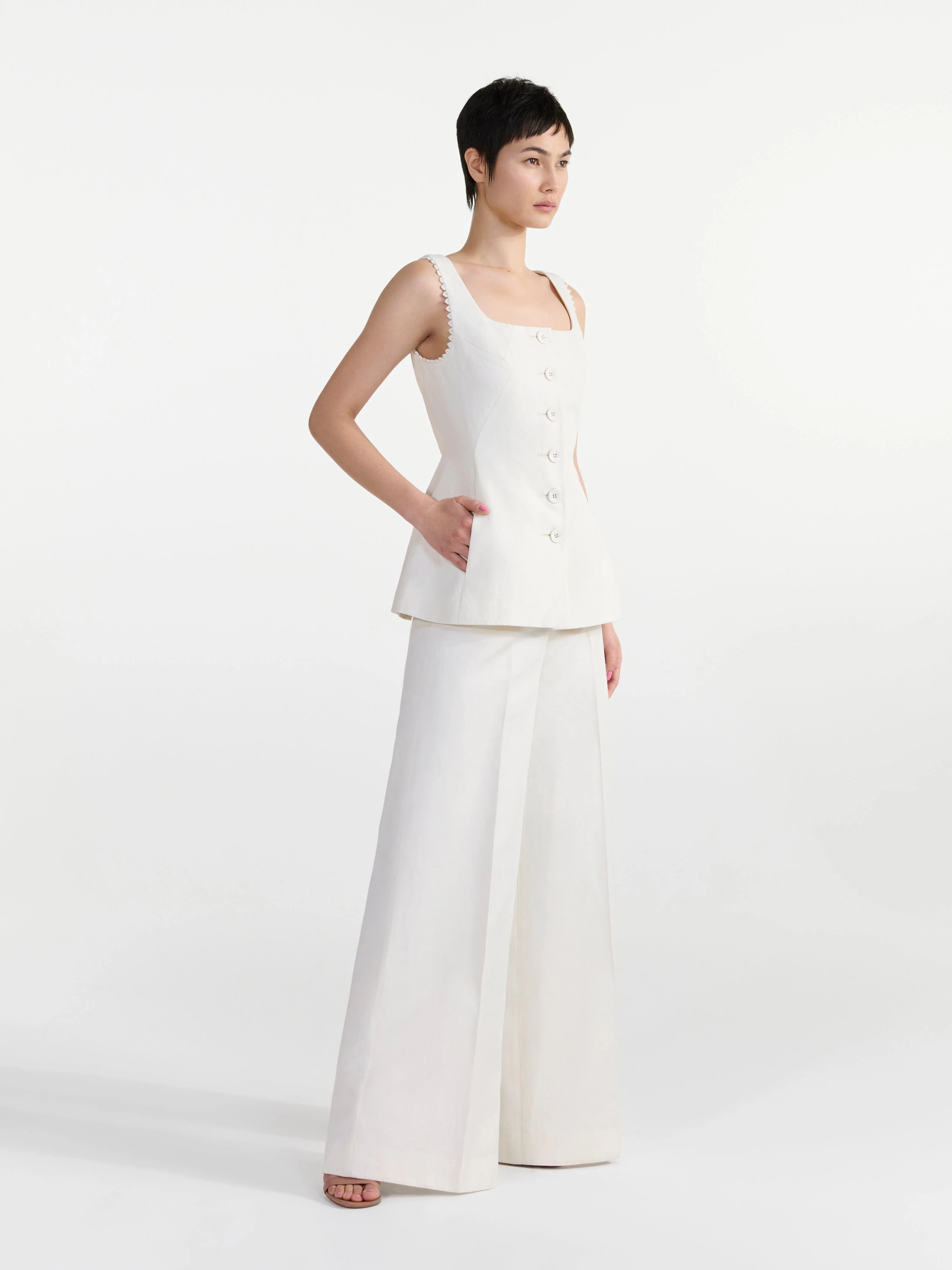 Bibba Sleeveless Jacket in Cream - Image 3