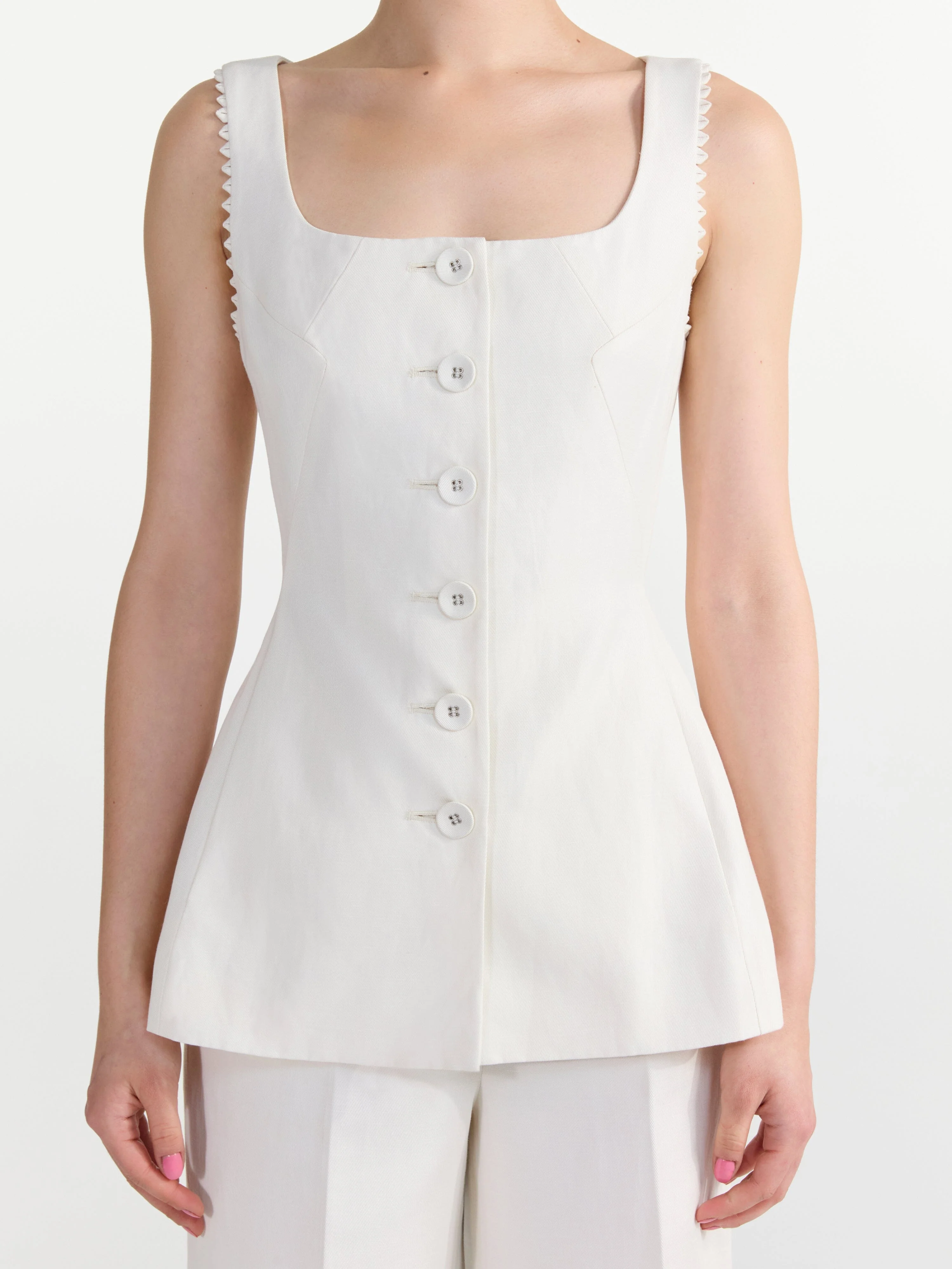 Bibba Sleeveless Jacket in Cream - Image 5