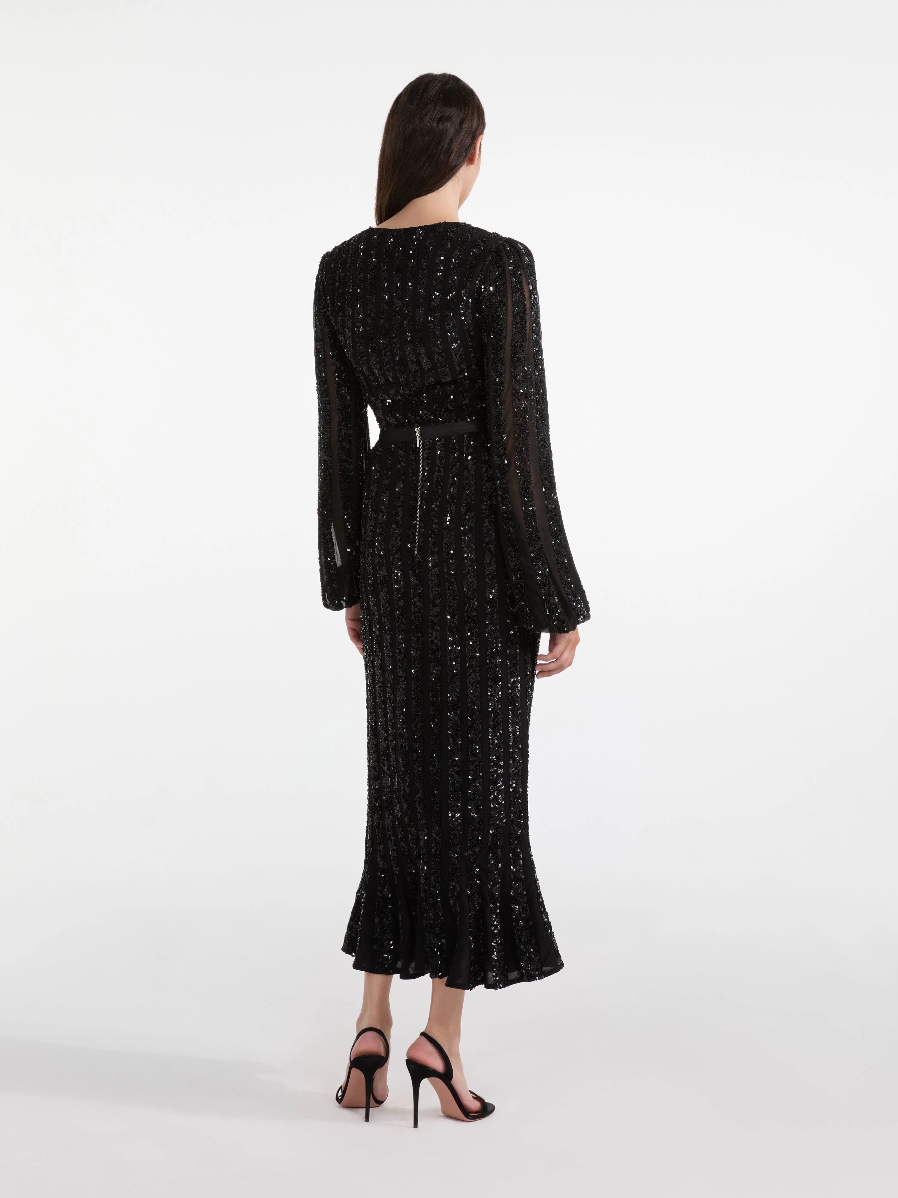 Camille Crop Top in Black Sequin Embroidery - Image 4