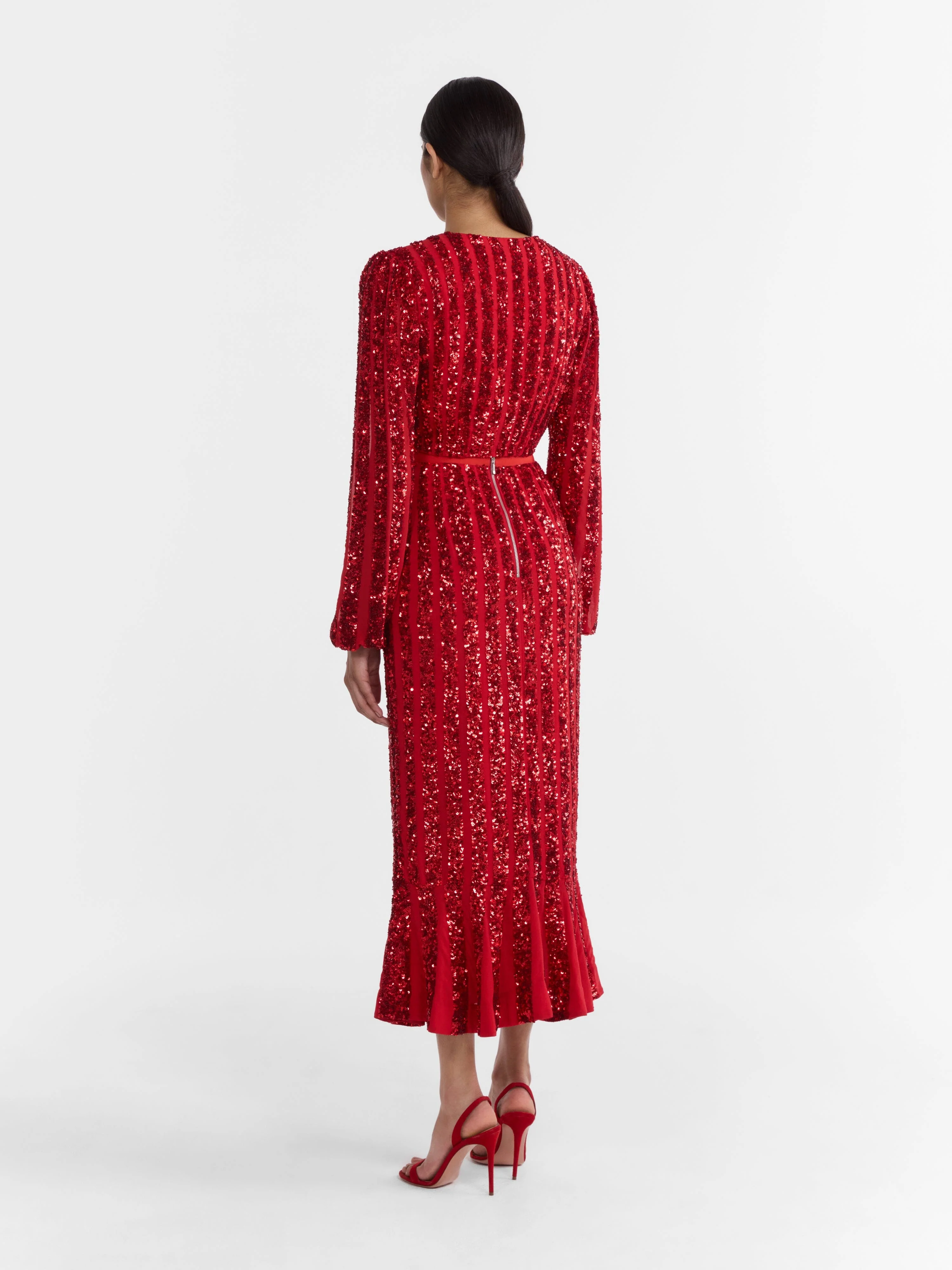 Venyx Camille Crop Top in Scarlet with Sequin Embroidery - Image 4