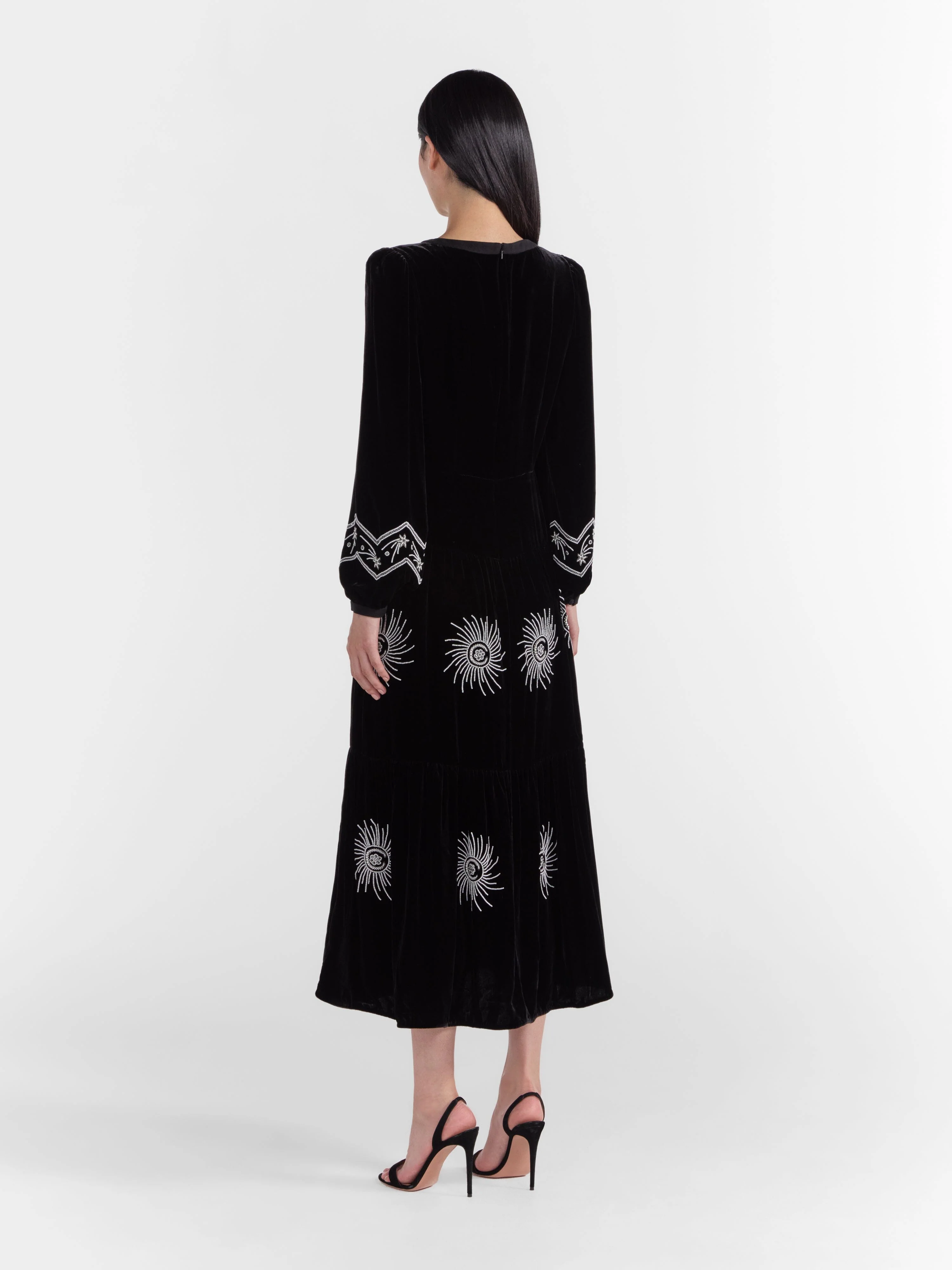 Camille B Embellished Pearl Stars Dress in Black - Image 4
