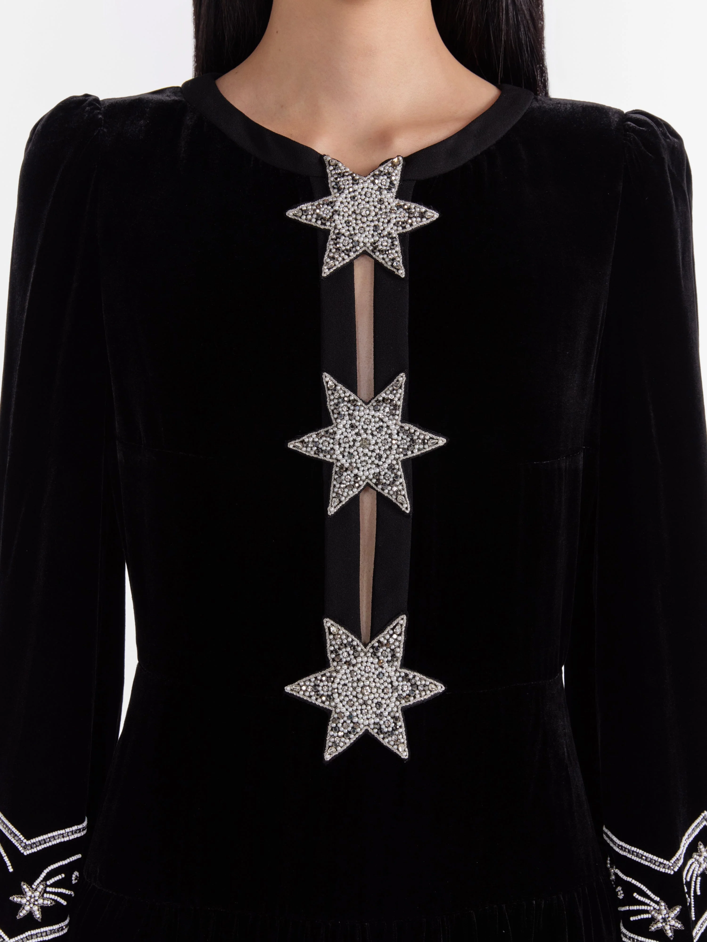 Camille B Embellished Pearl Stars Dress in Black - Image 5