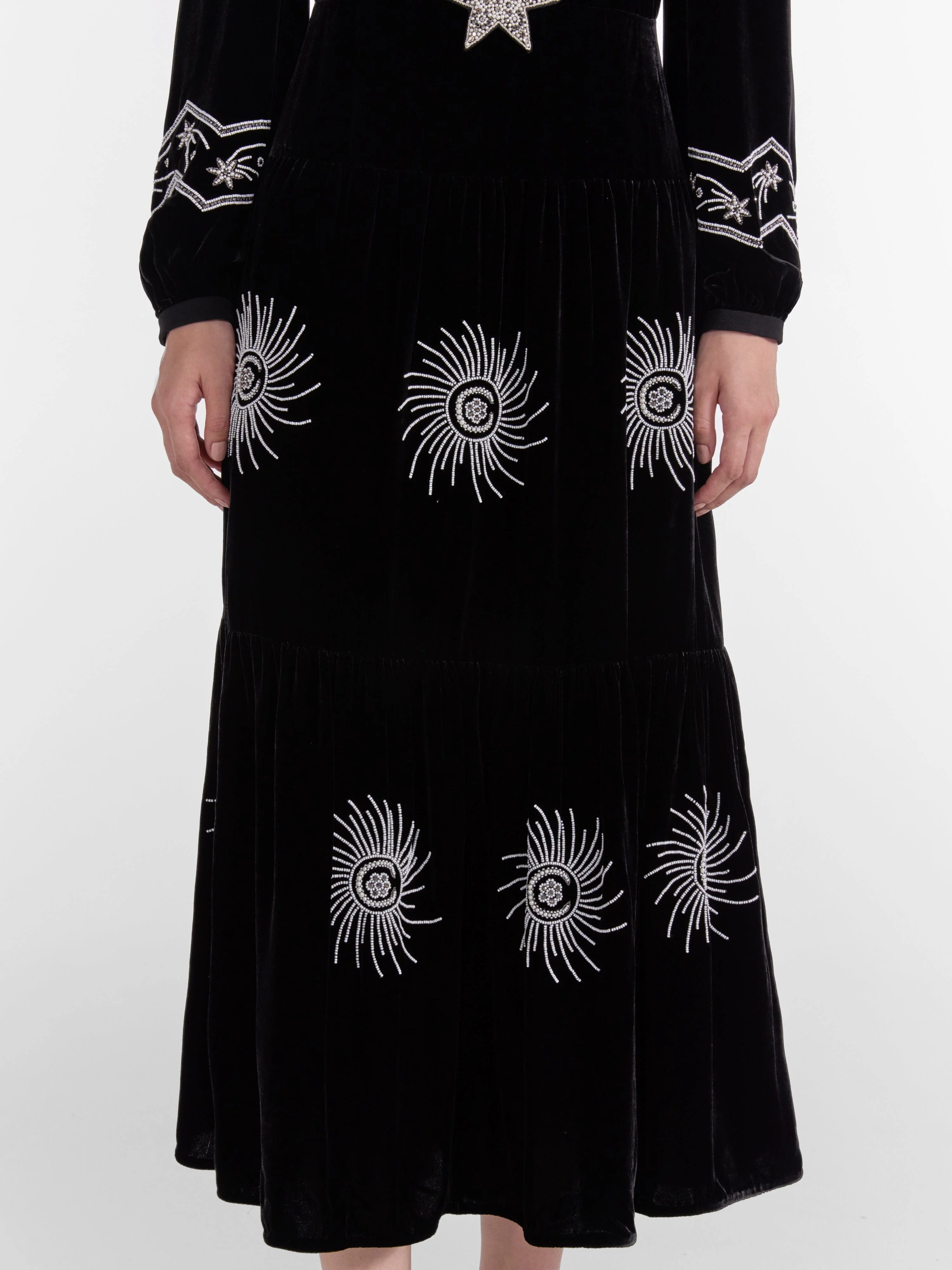 Camille B Embellished Pearl Stars Dress in Black - Image 6