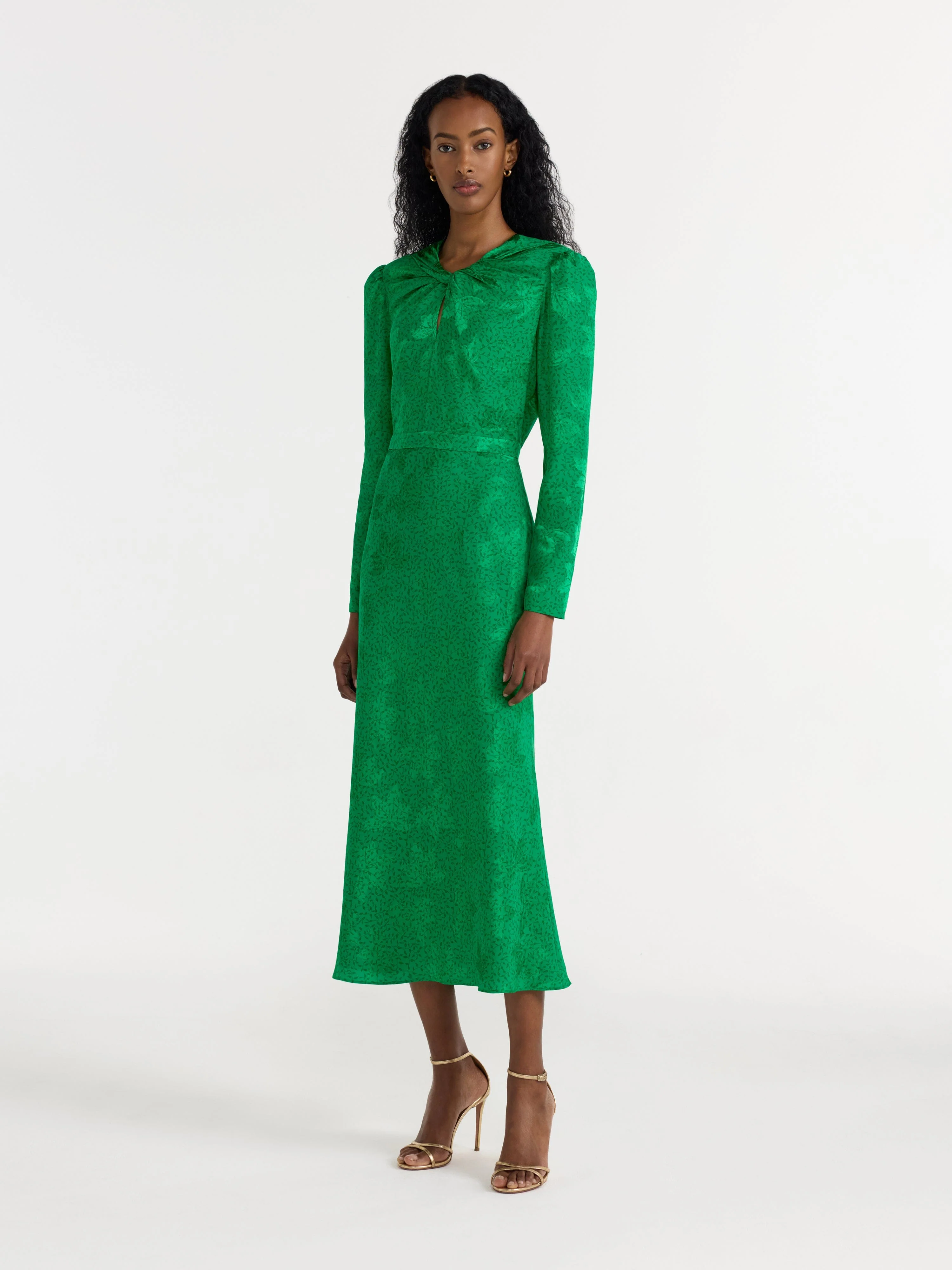 Claudia Midi Dress in Ambra Emerald - Image 3