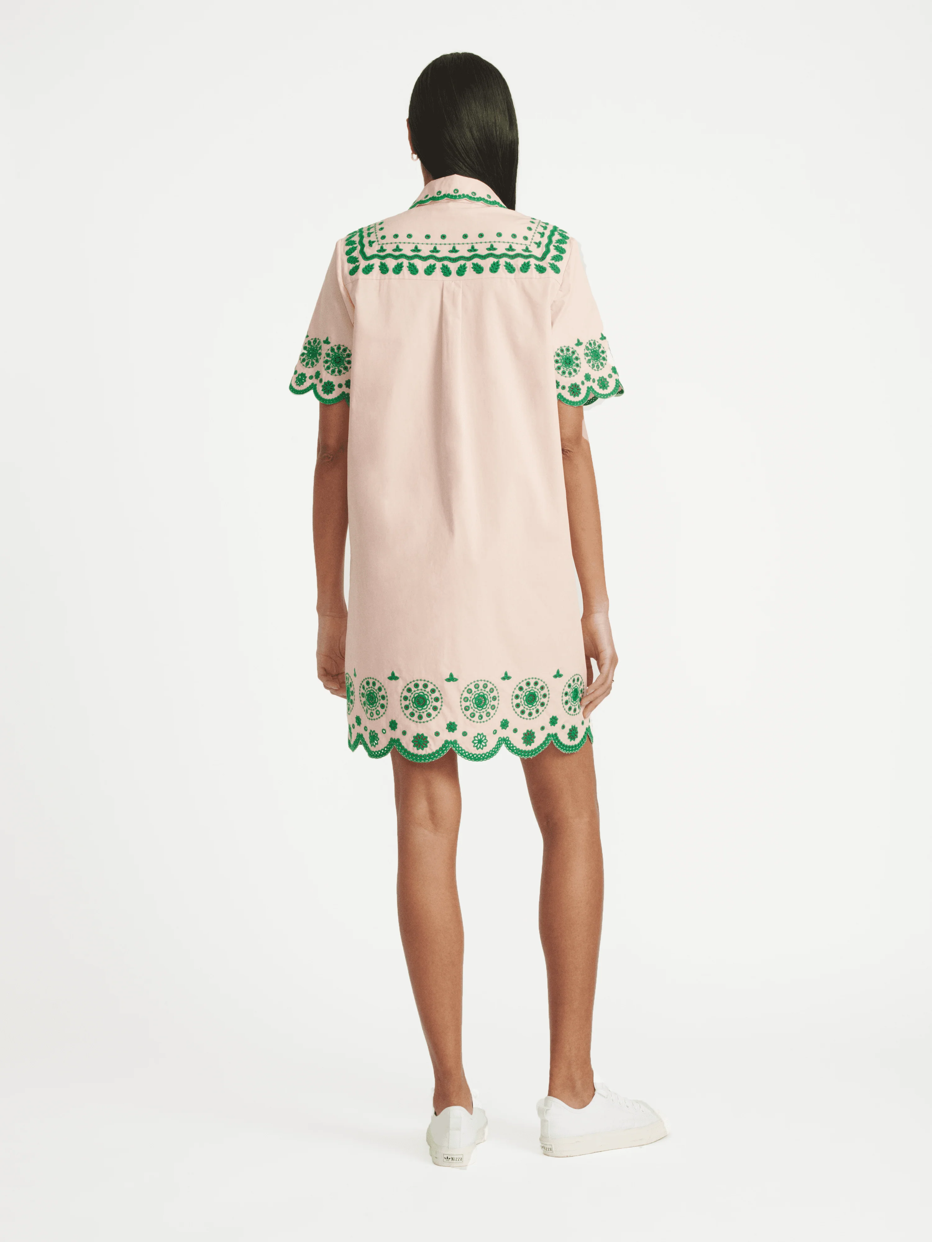 Dree Cotton Broderie-anglaise Shirt Dress in Blush Pink Apple - Image 3