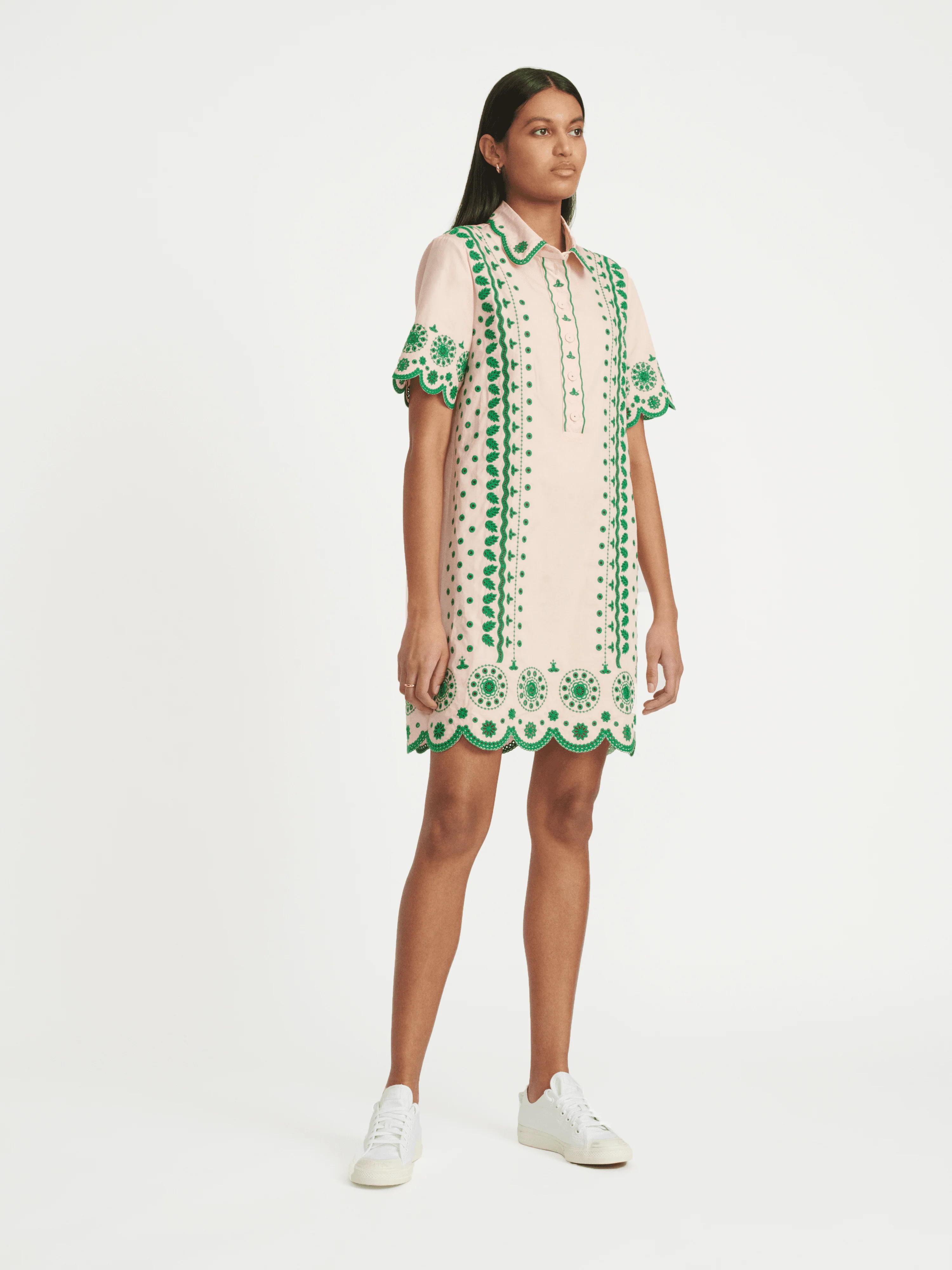 Dree Cotton Broderie-anglaise Shirt Dress in Blush Pink Apple - Image 4