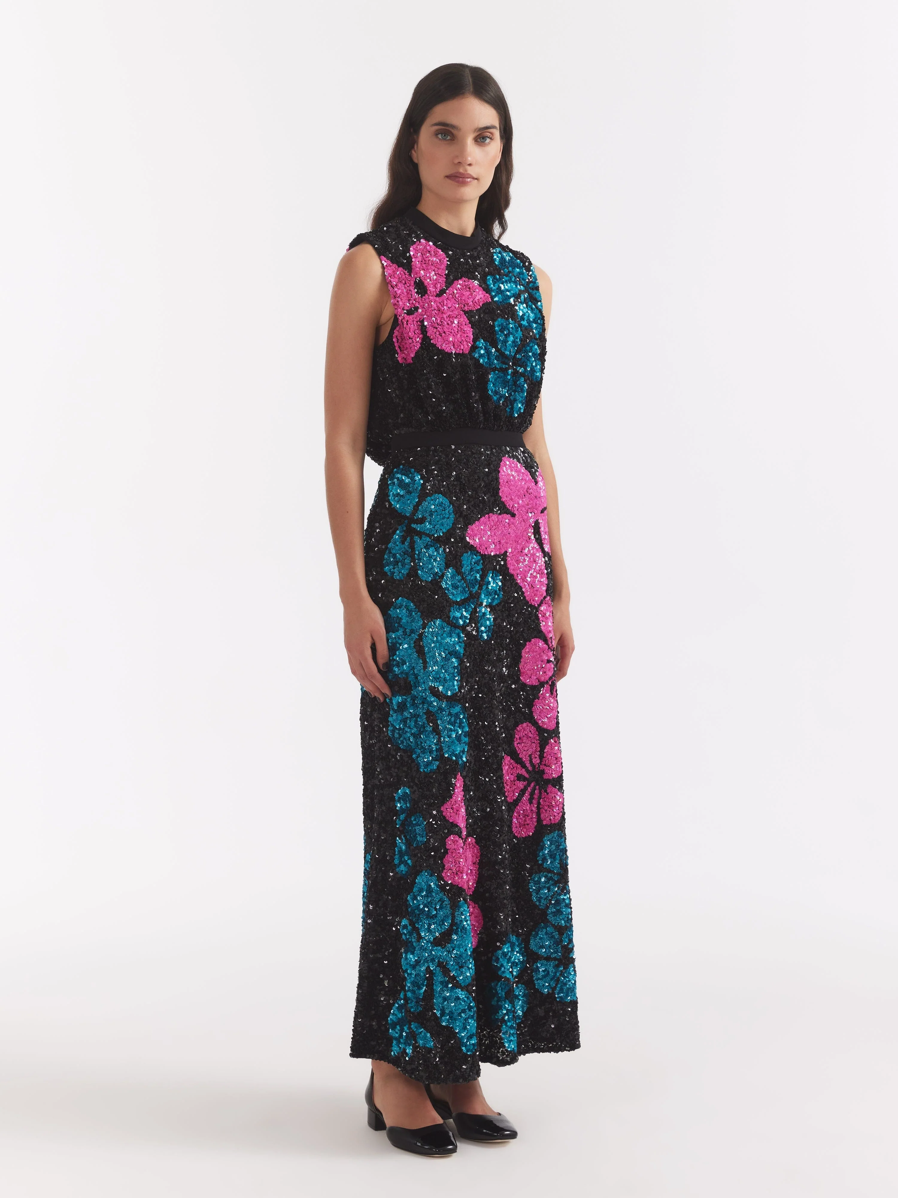 Fleur F Dress Sequin Hibiscus Embroidery - Image 3