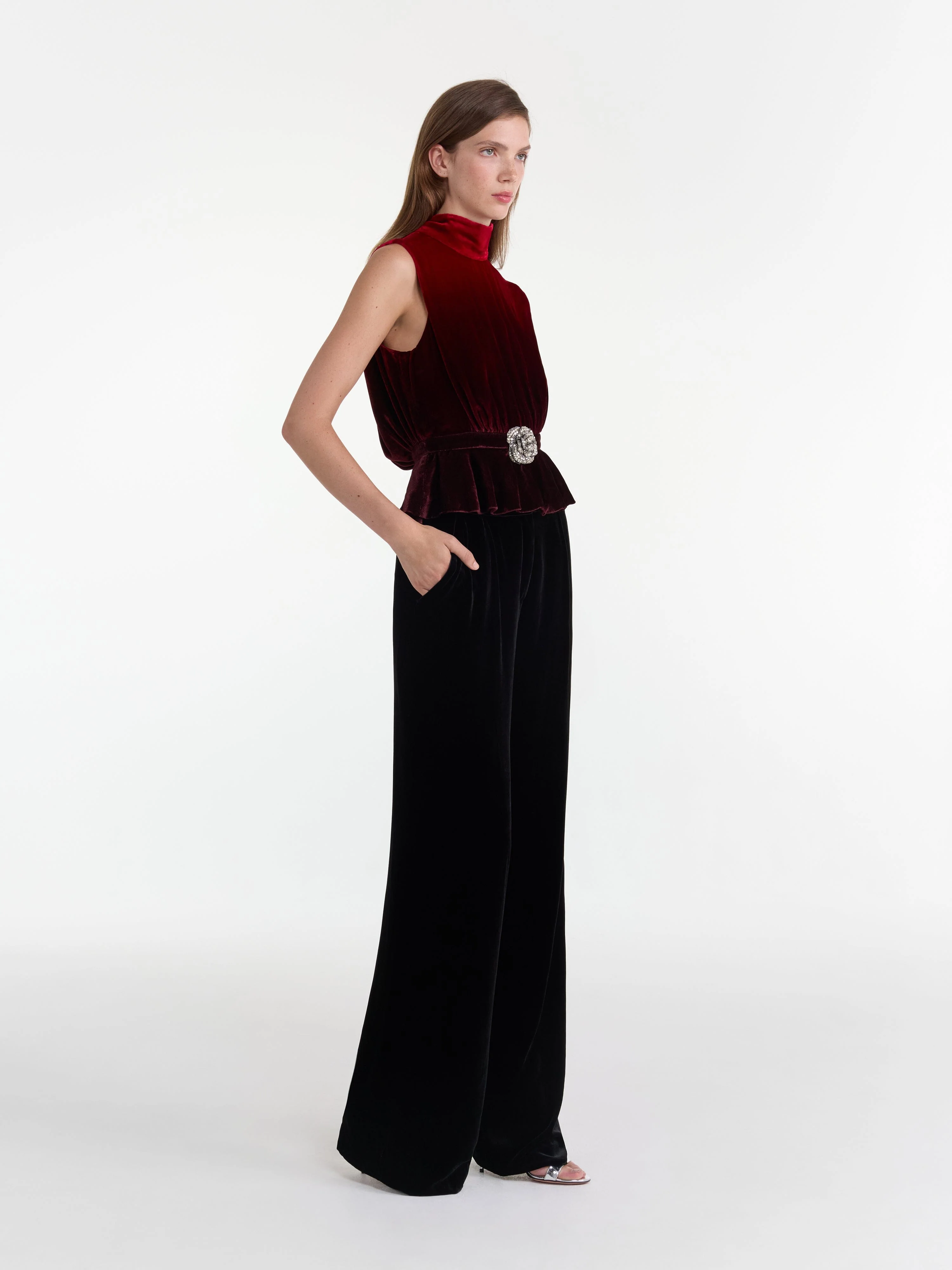 Fleur Velvet Top in Ombre Rouge - Image 3