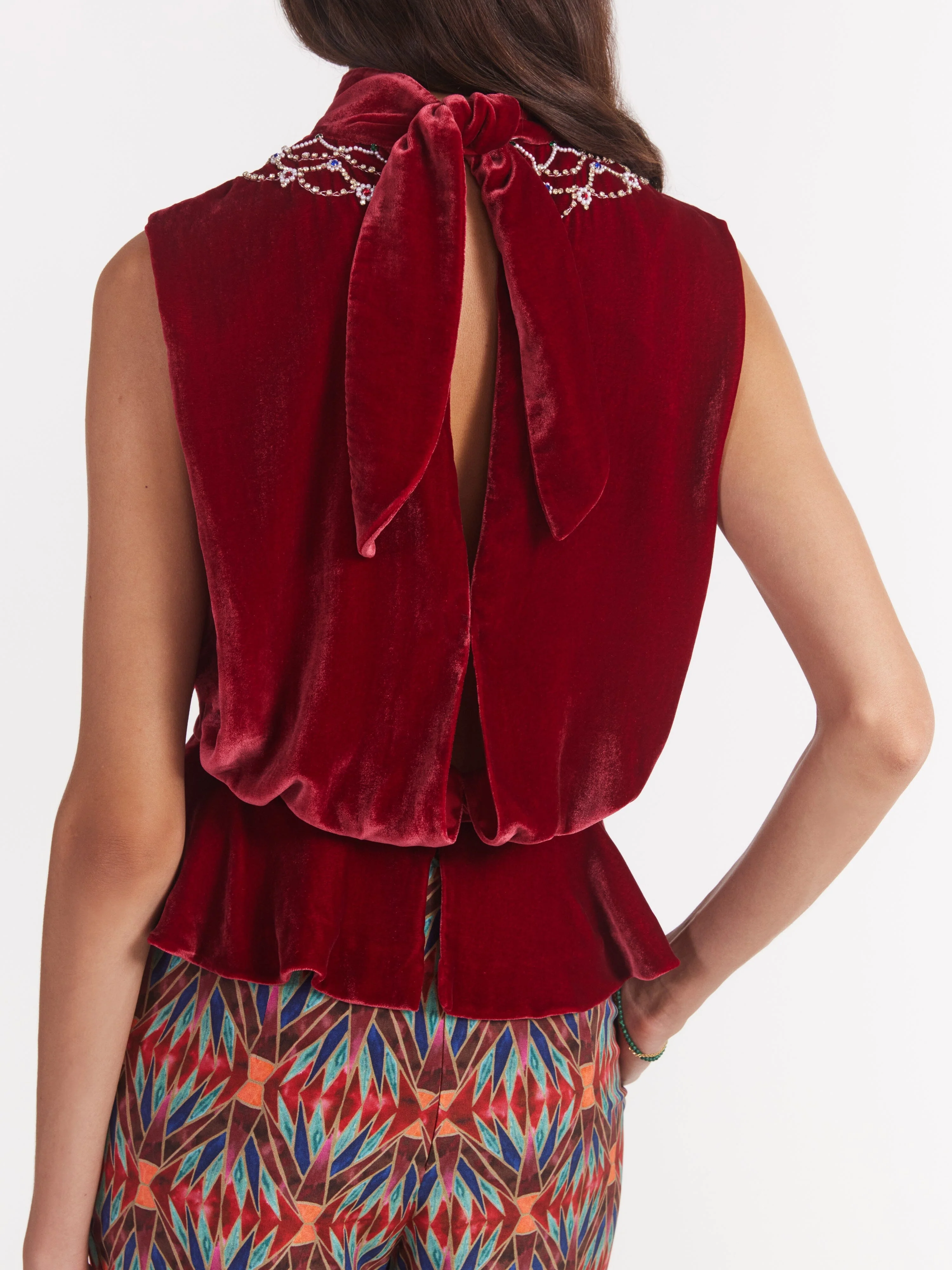 Fleur Velvet Top in True Red - Image 6