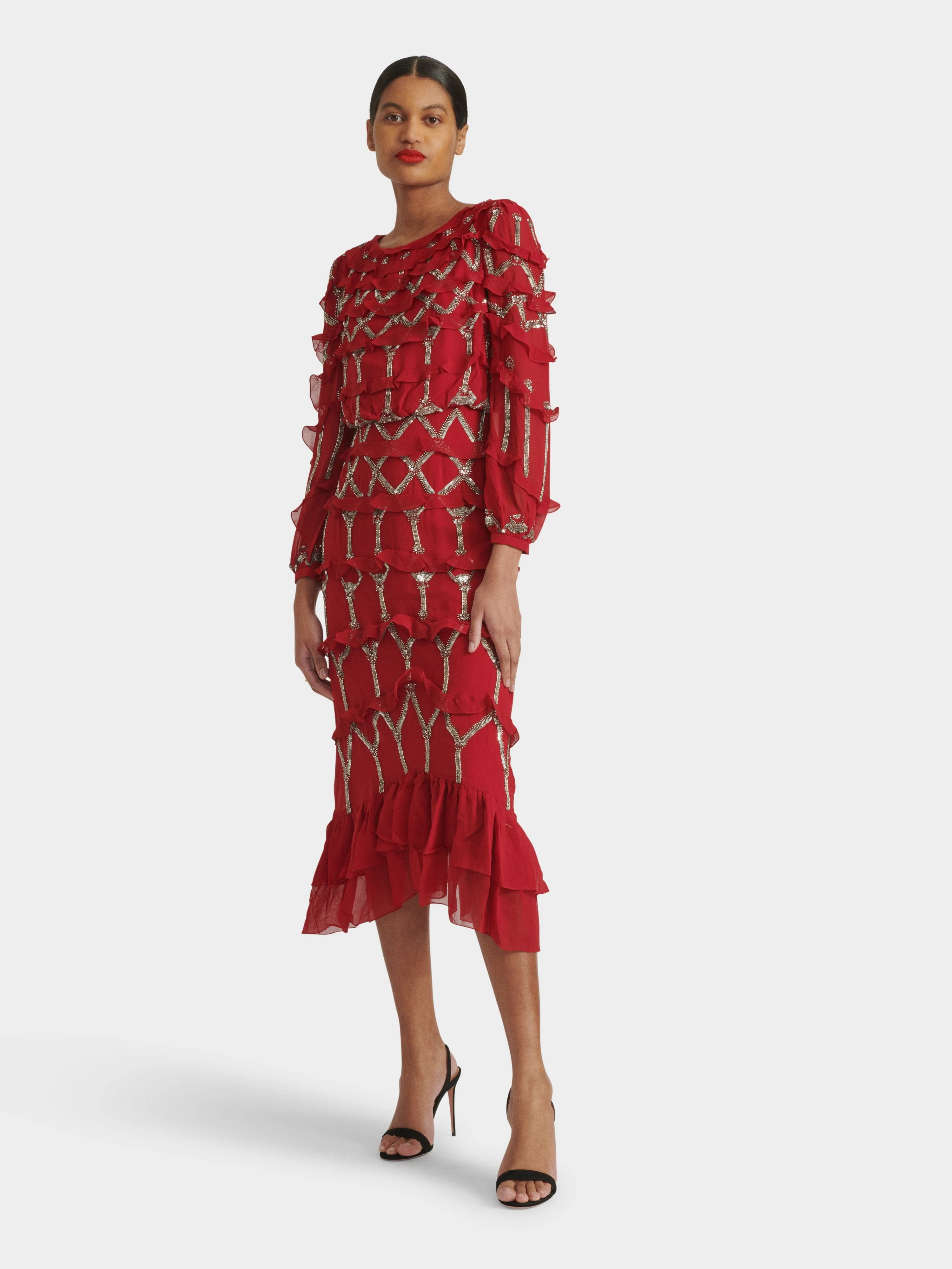 Isa D Dress in Cherry Embroidered - Image 3