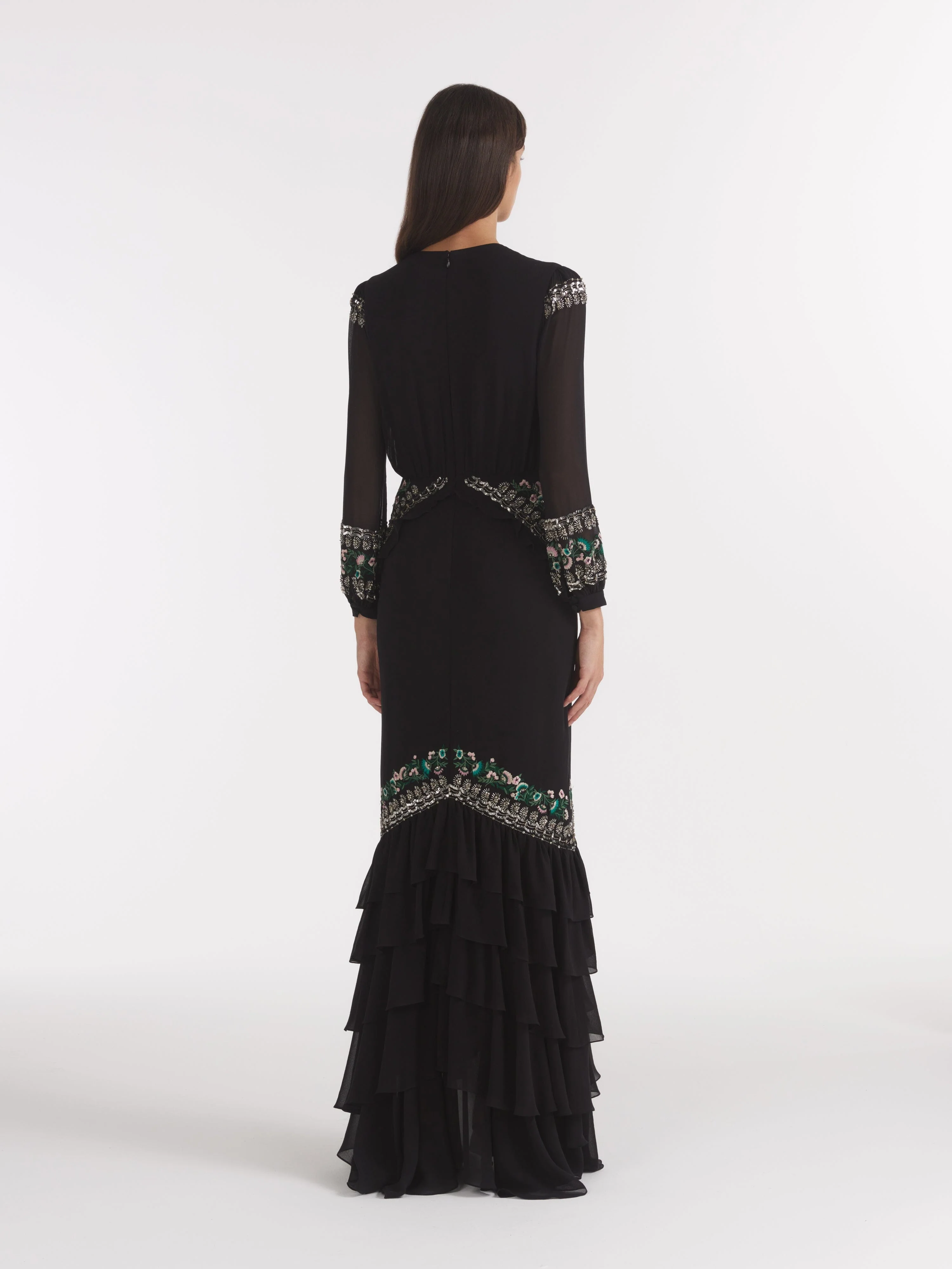 Isa Long C Dress Black Botanic Embroidery - Image 4