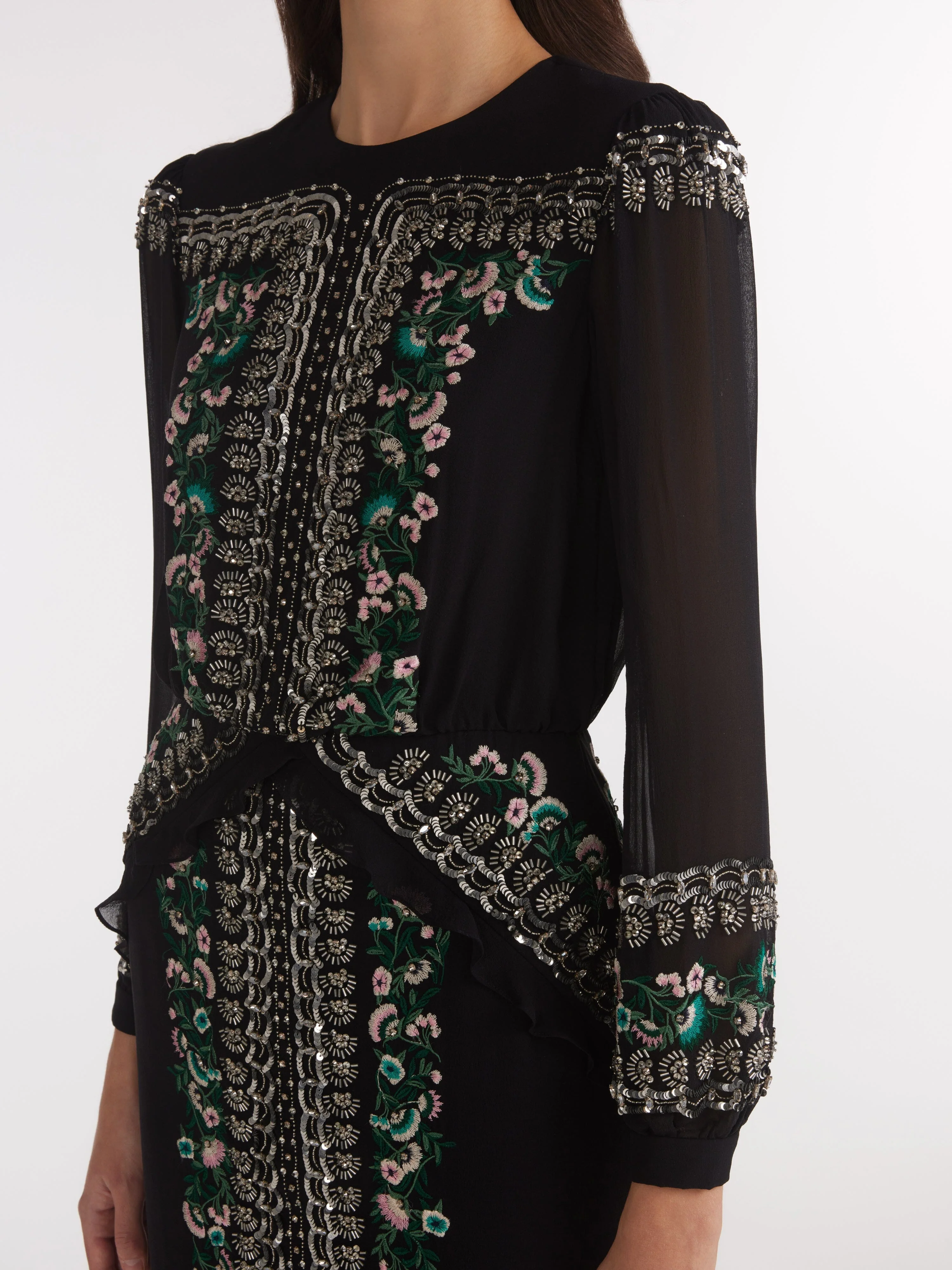 Isa Long C Dress Black Botanic Embroidery - Image 6