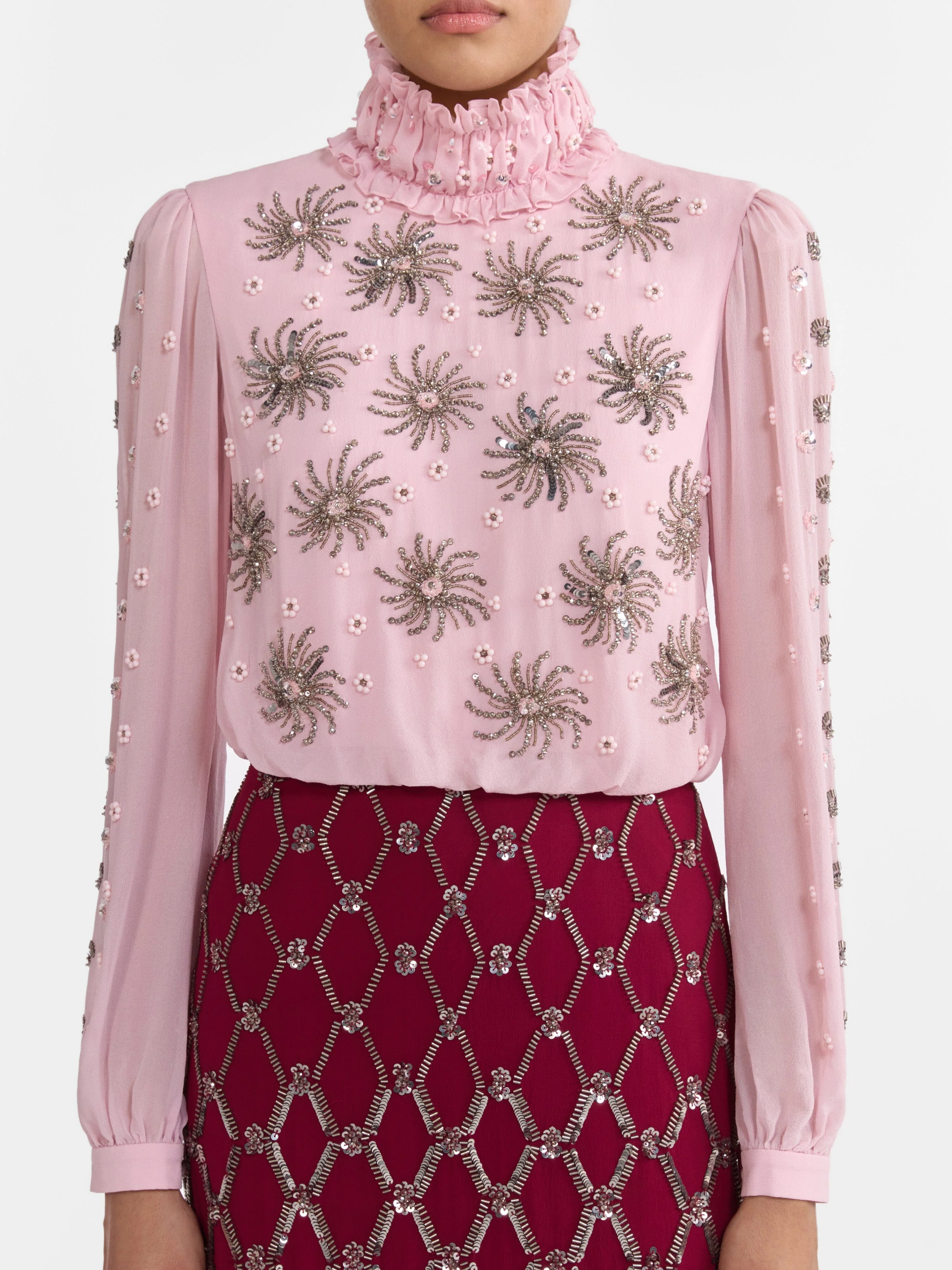 Isa Silk C Dress in Pale Peony Pinot - Image 4