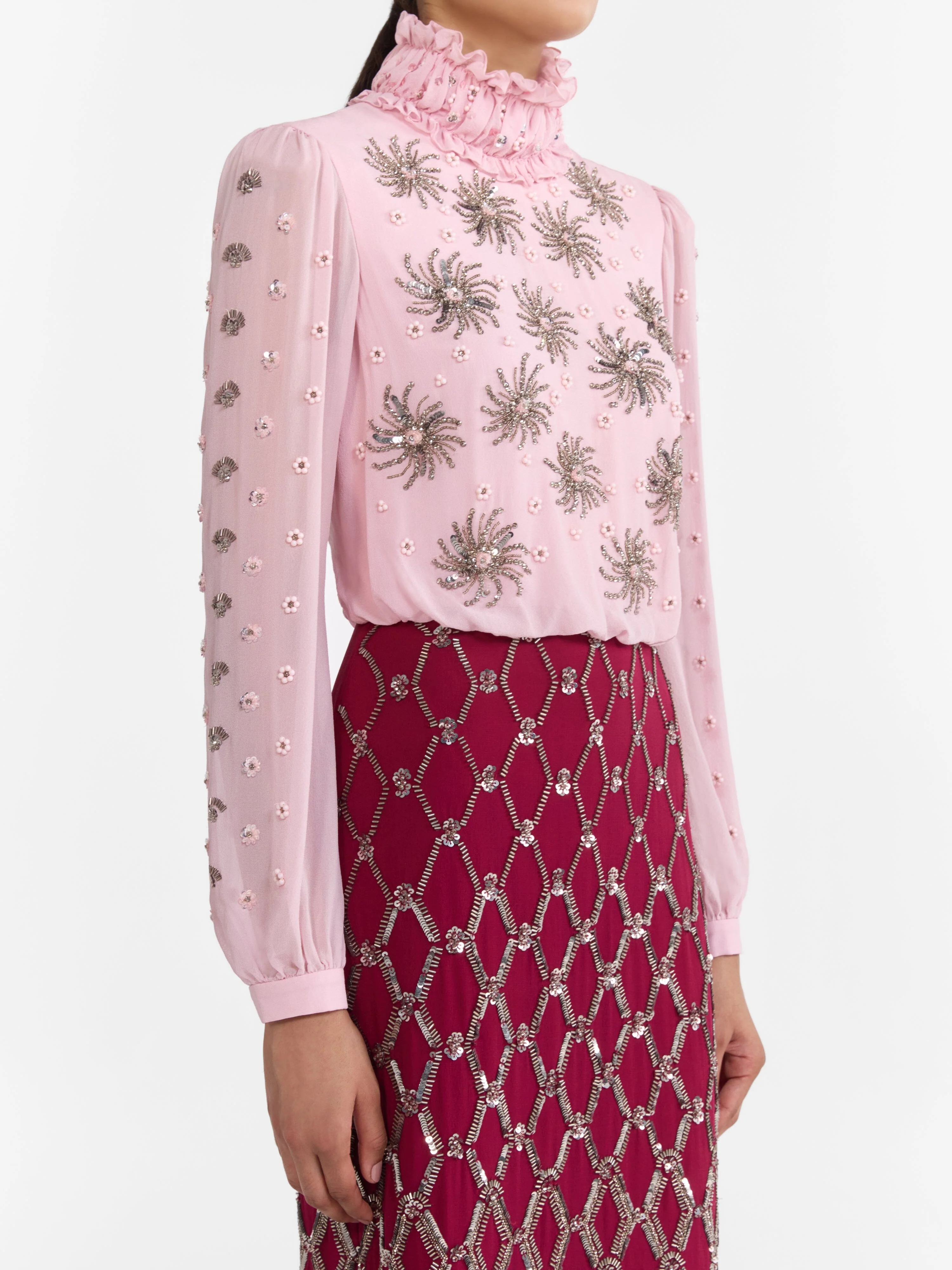 Isa Silk C Dress in Pale Peony Pinot - Image 5