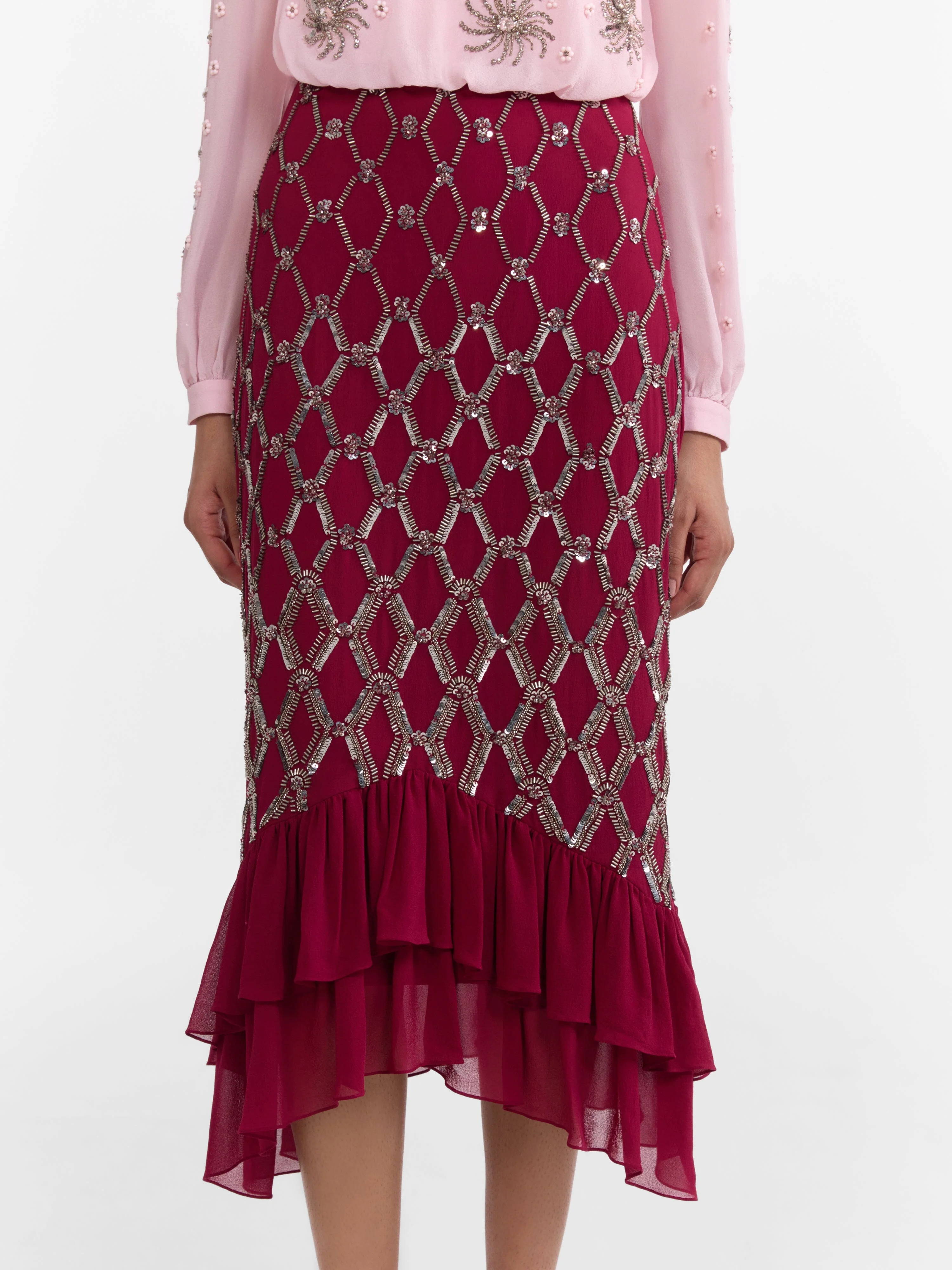 Isa Silk C Dress in Pale Peony Pinot - Image 6