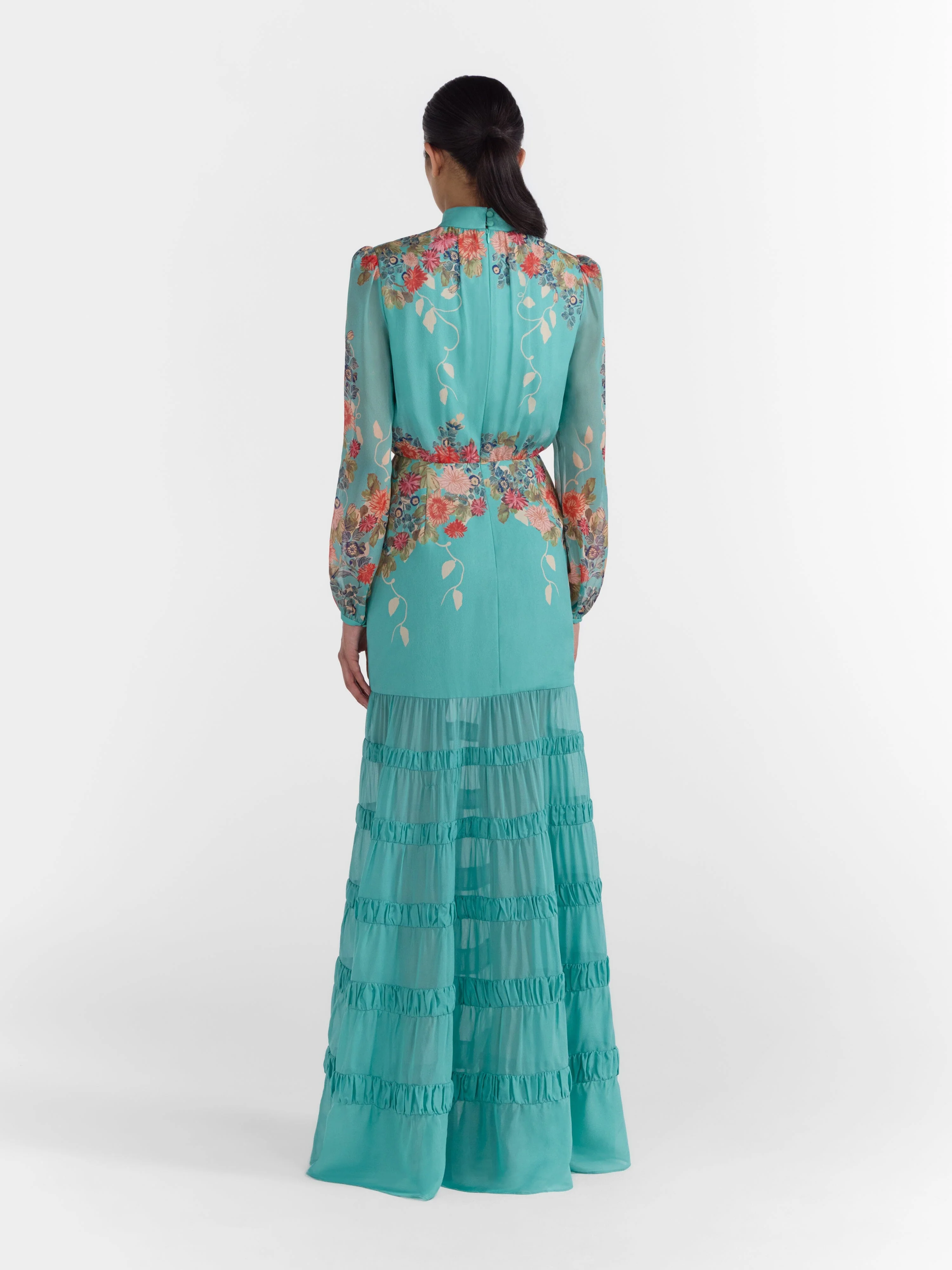 Jacqui Long Dress in Jardine Duckegg - Image 4