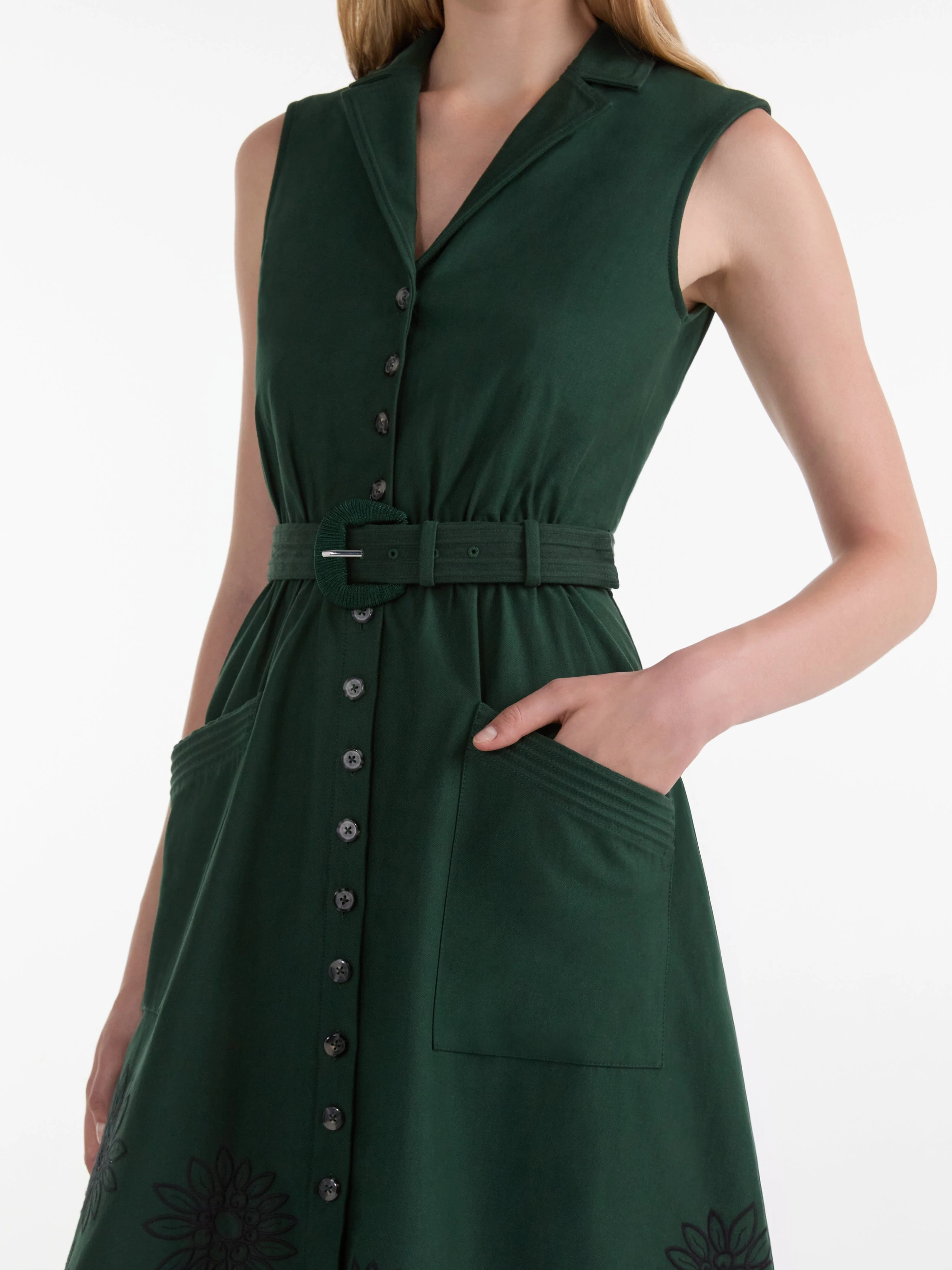 Kirat Dress in Pine Green Embroidery - Image 5