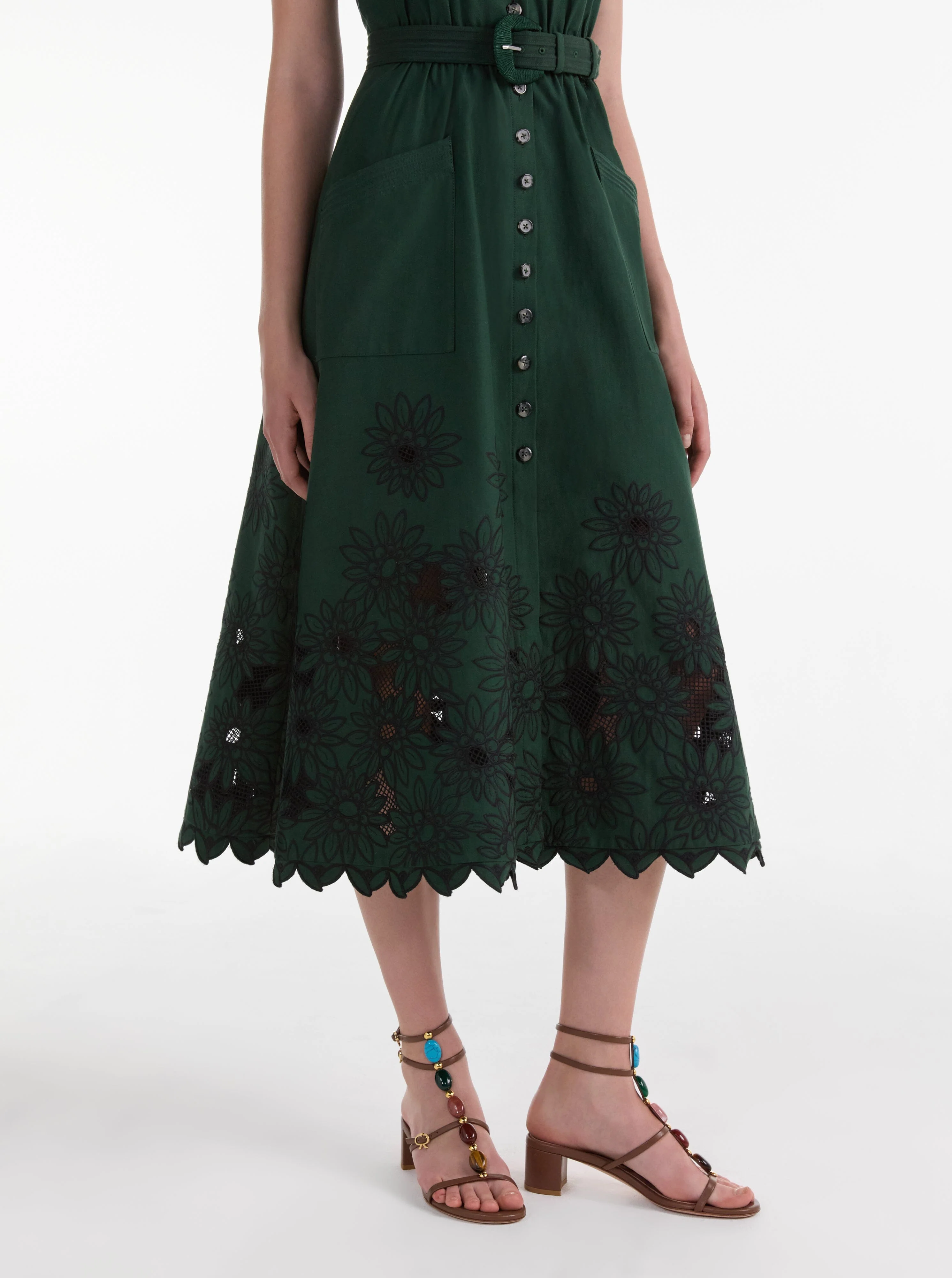 Kirat Dress in Pine Green Embroidery - Image 6
