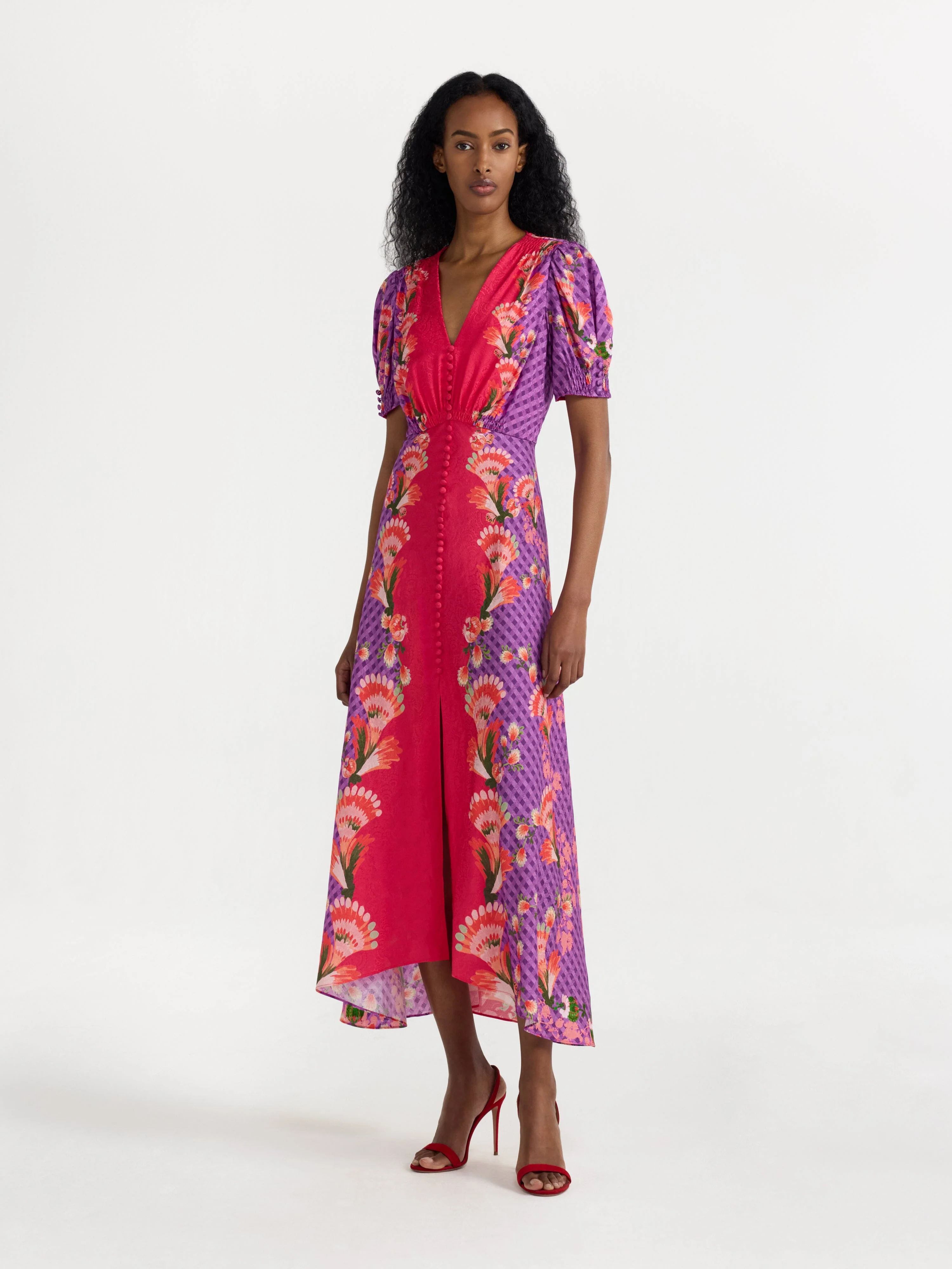Lea Long Dress in Feather Raspberry - Image 3