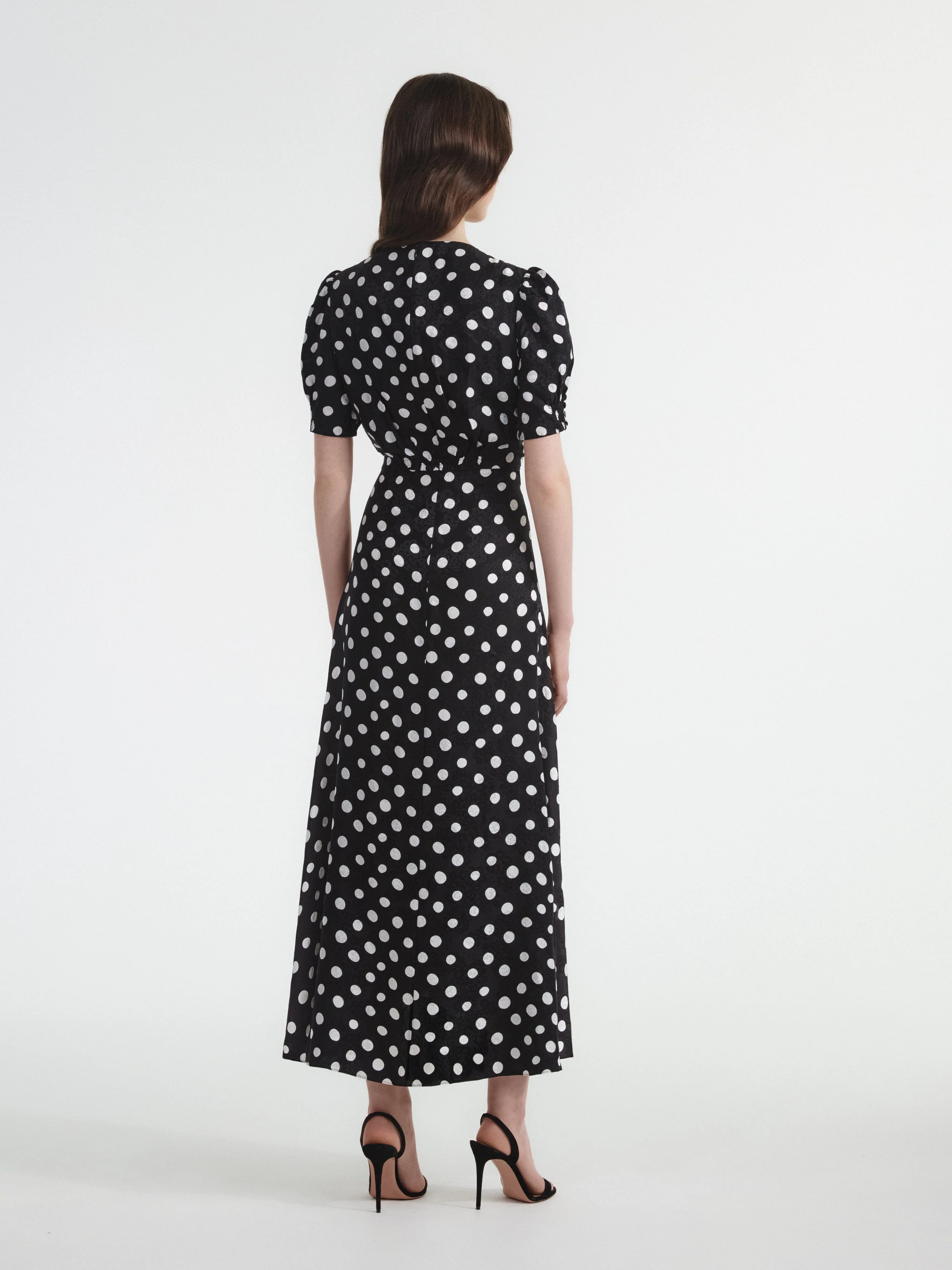 Lea Long Dress in Polka Dot Flower Embroidery - Image 4