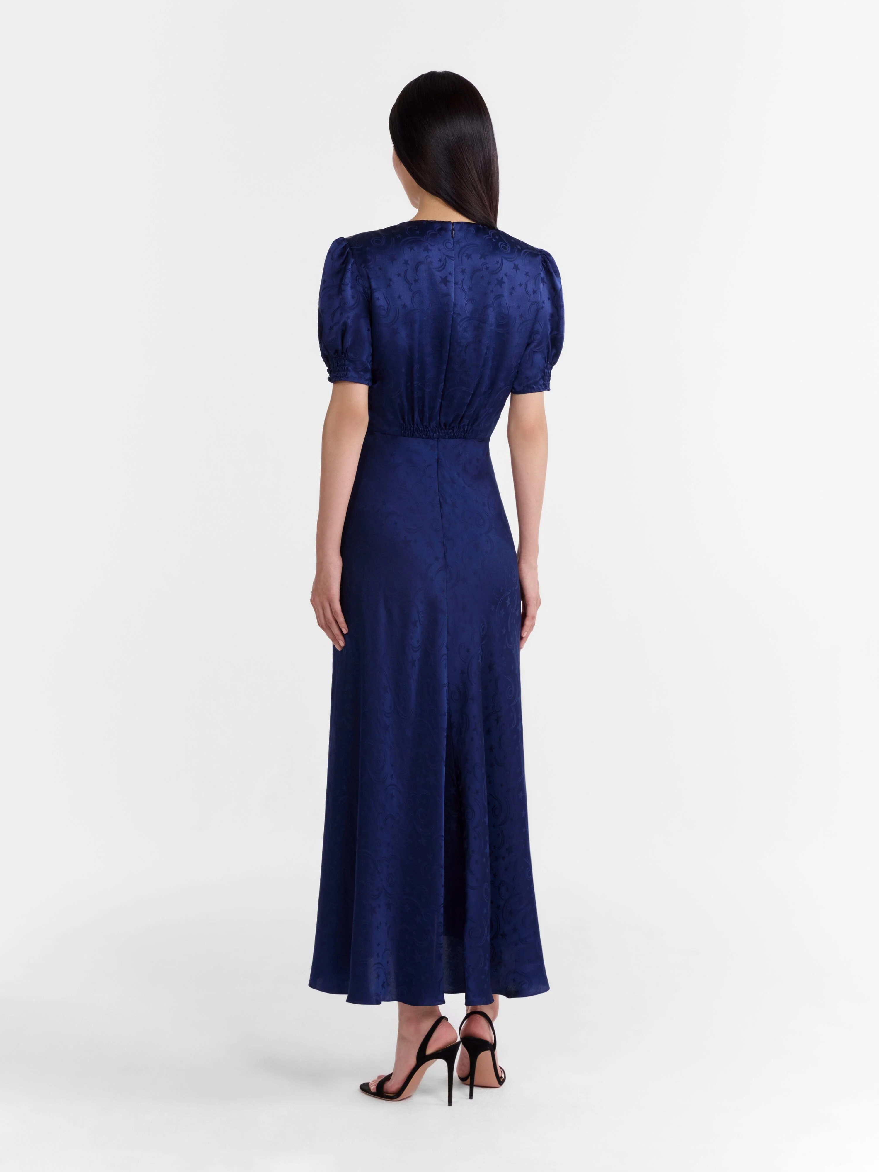 Venyx Lea Long Dress in Navy Astro Embroidered - Image 5