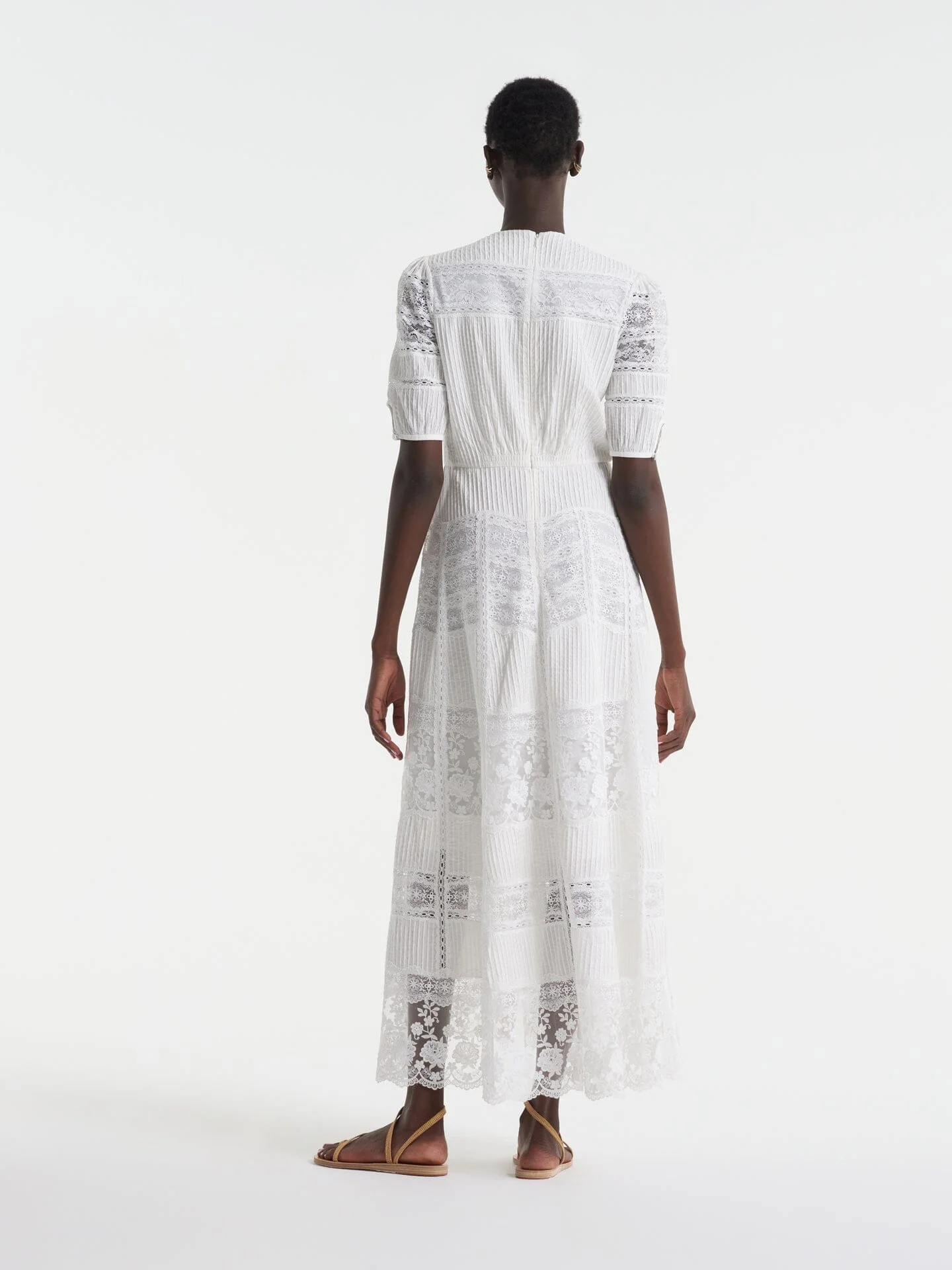 Lea Long Lace Dress in Ivory - Image 4