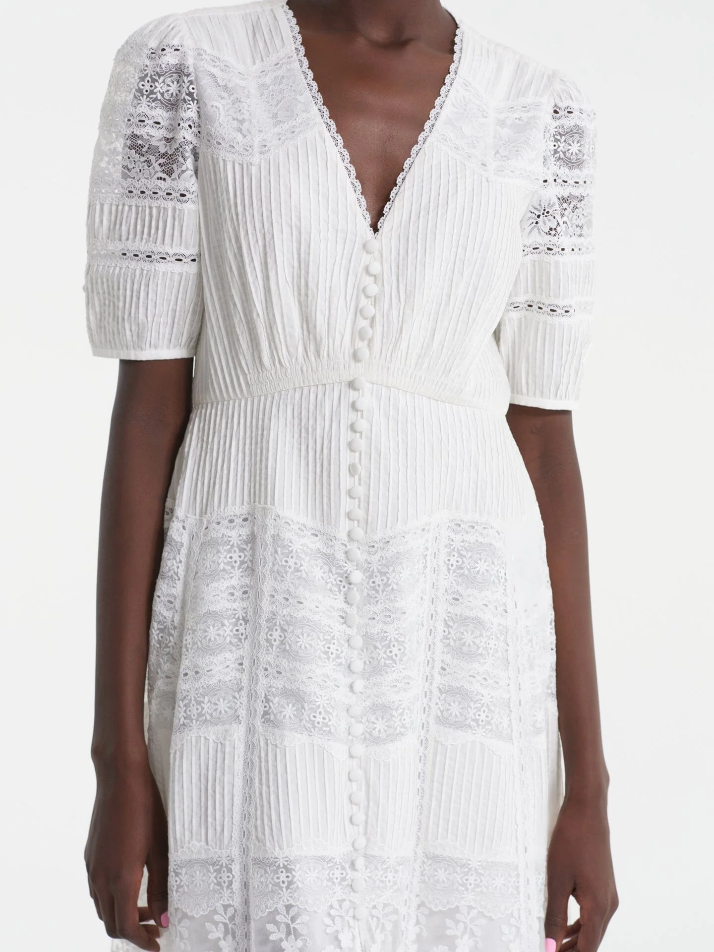 Lea Long Lace Dress in Ivory - Image 5