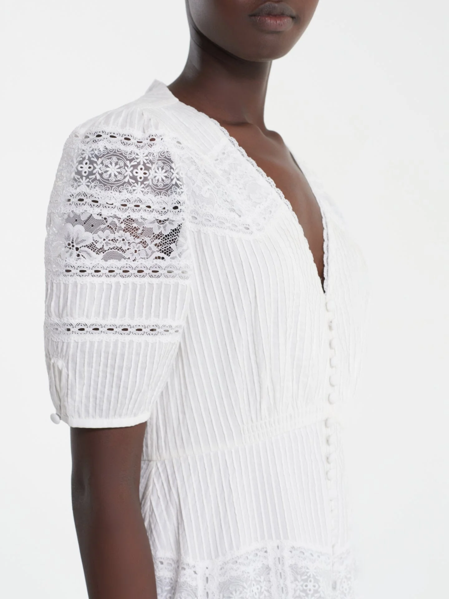 Lea Long Lace Dress in Ivory - Image 6