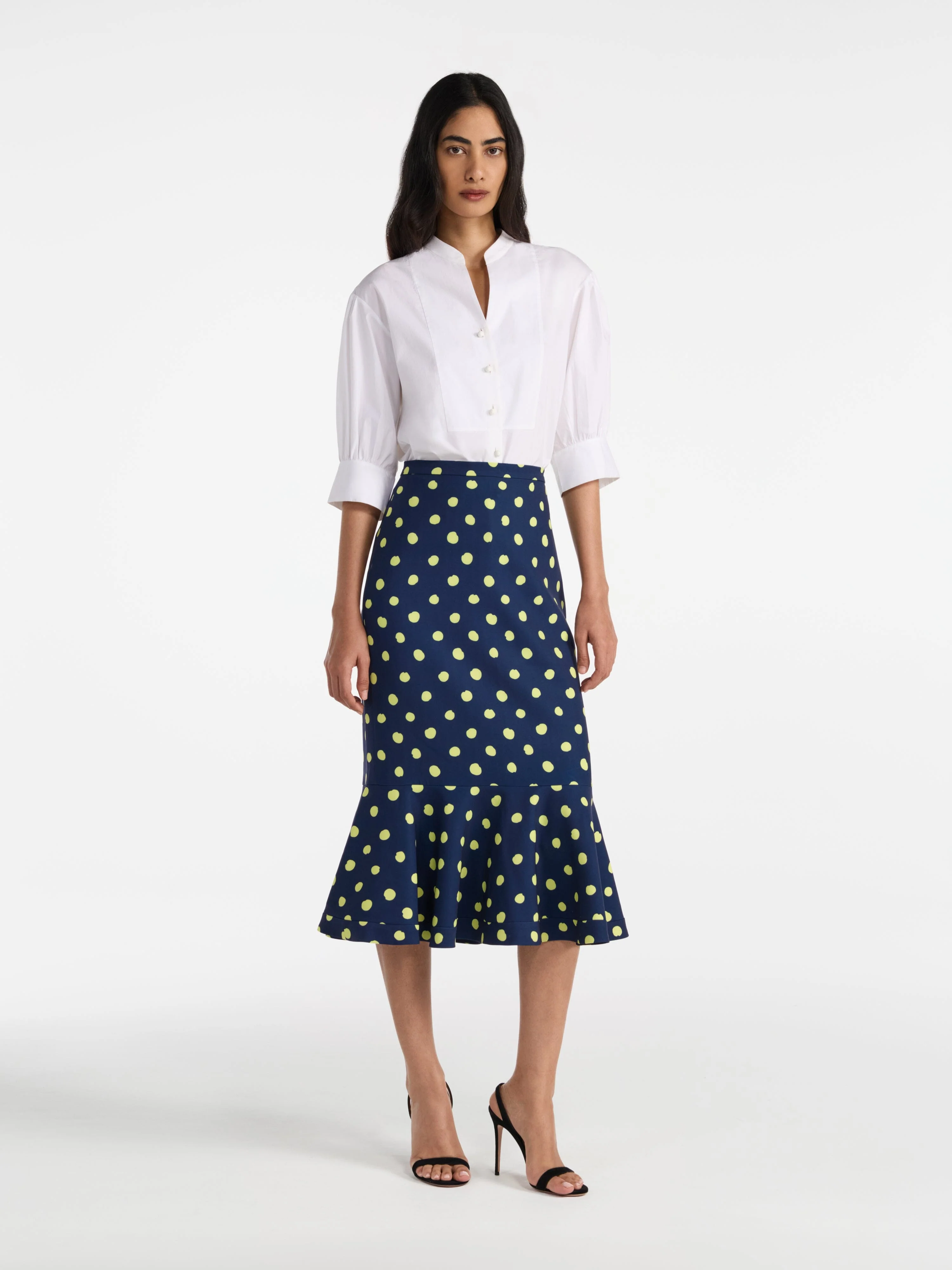 Portia Midi B Skirt in Polka Lemon - Image 3