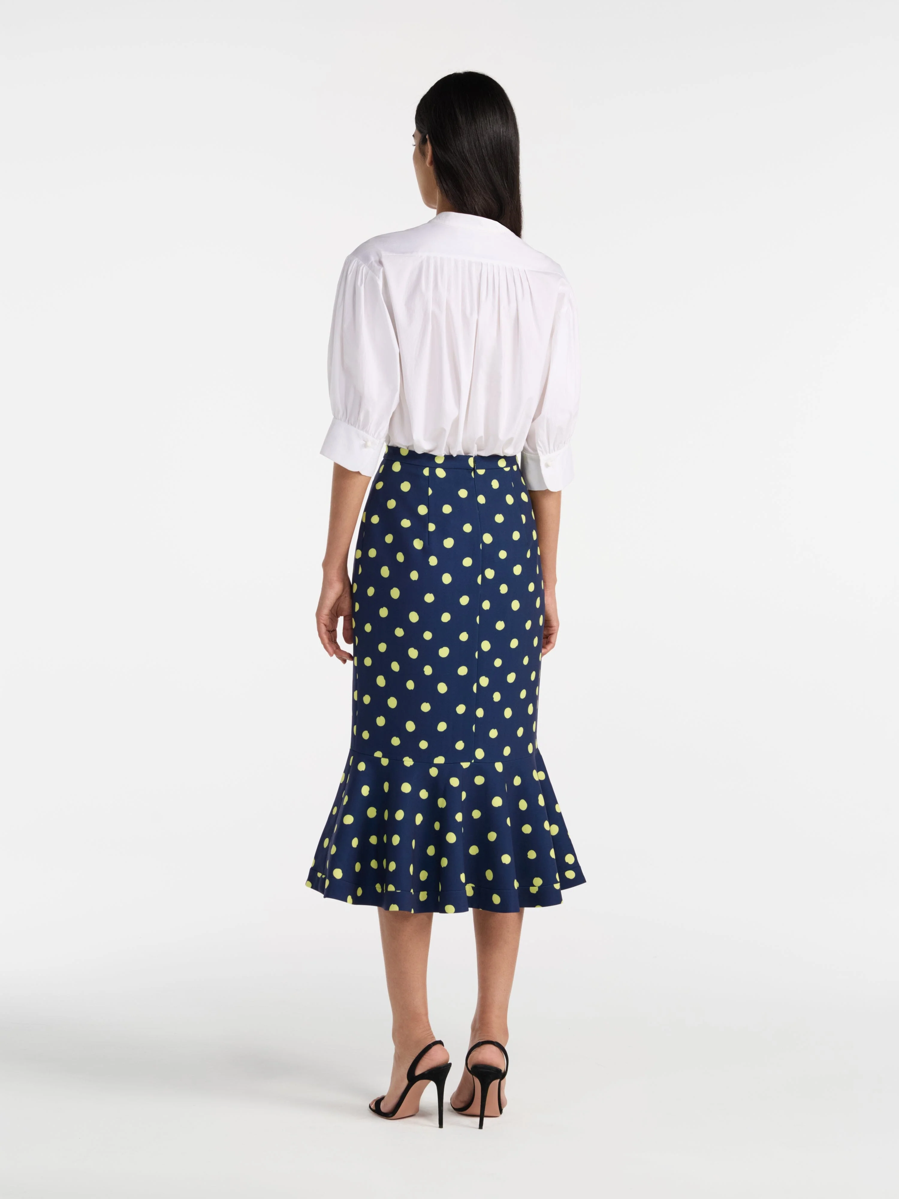 Portia Midi B Skirt in Polka Lemon - Image 4