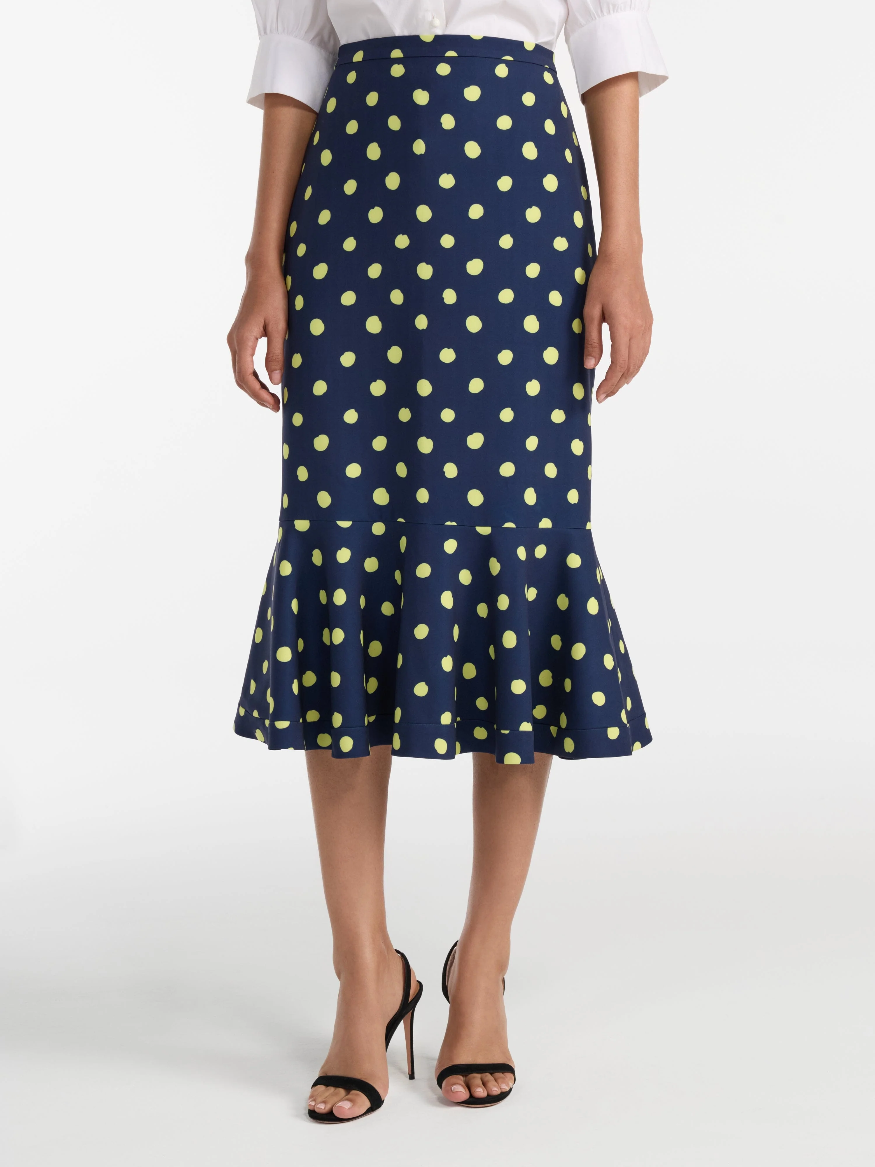 Portia Midi B Skirt in Polka Lemon - Image 5