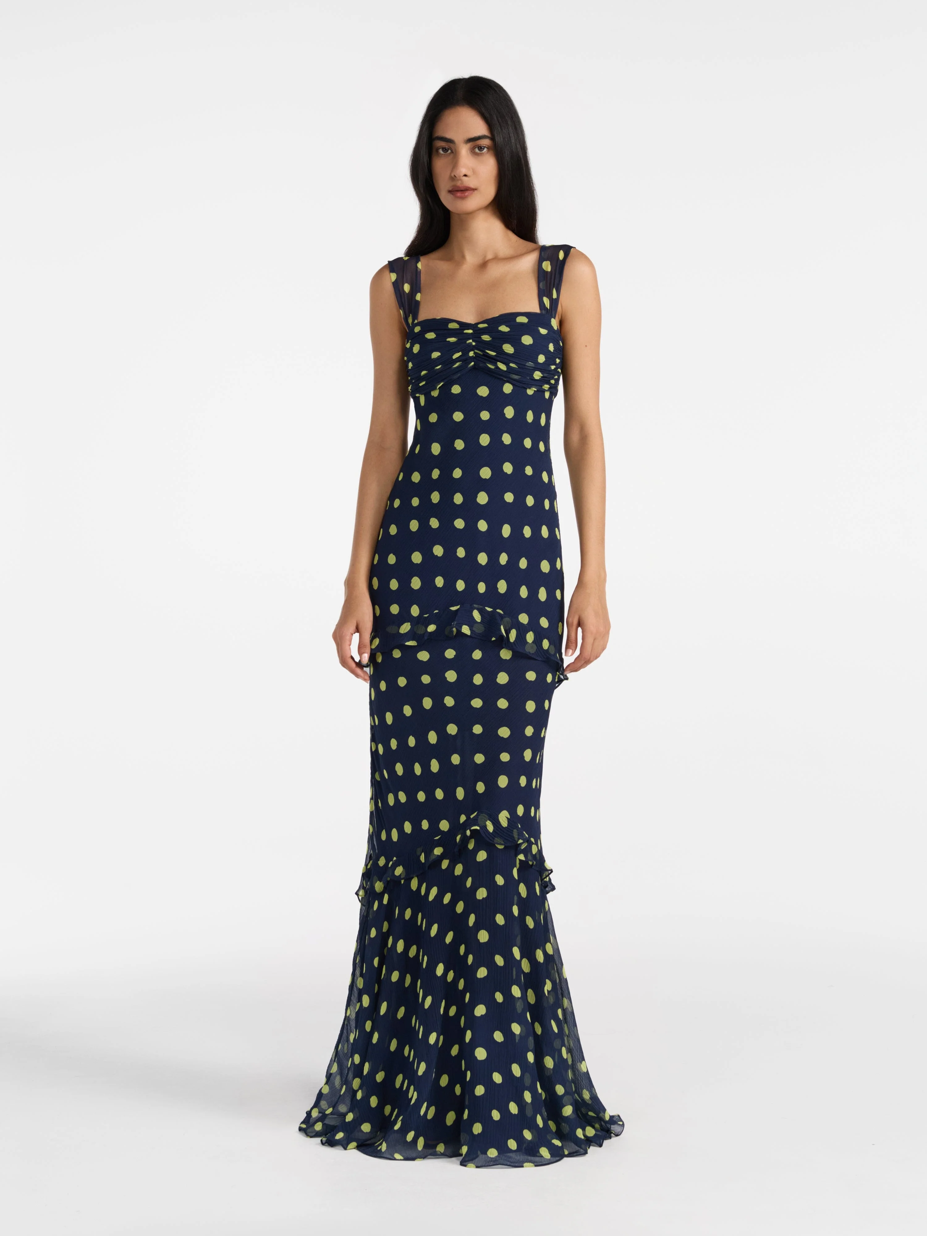Selma Long Dress Polka Lemon - Image 2