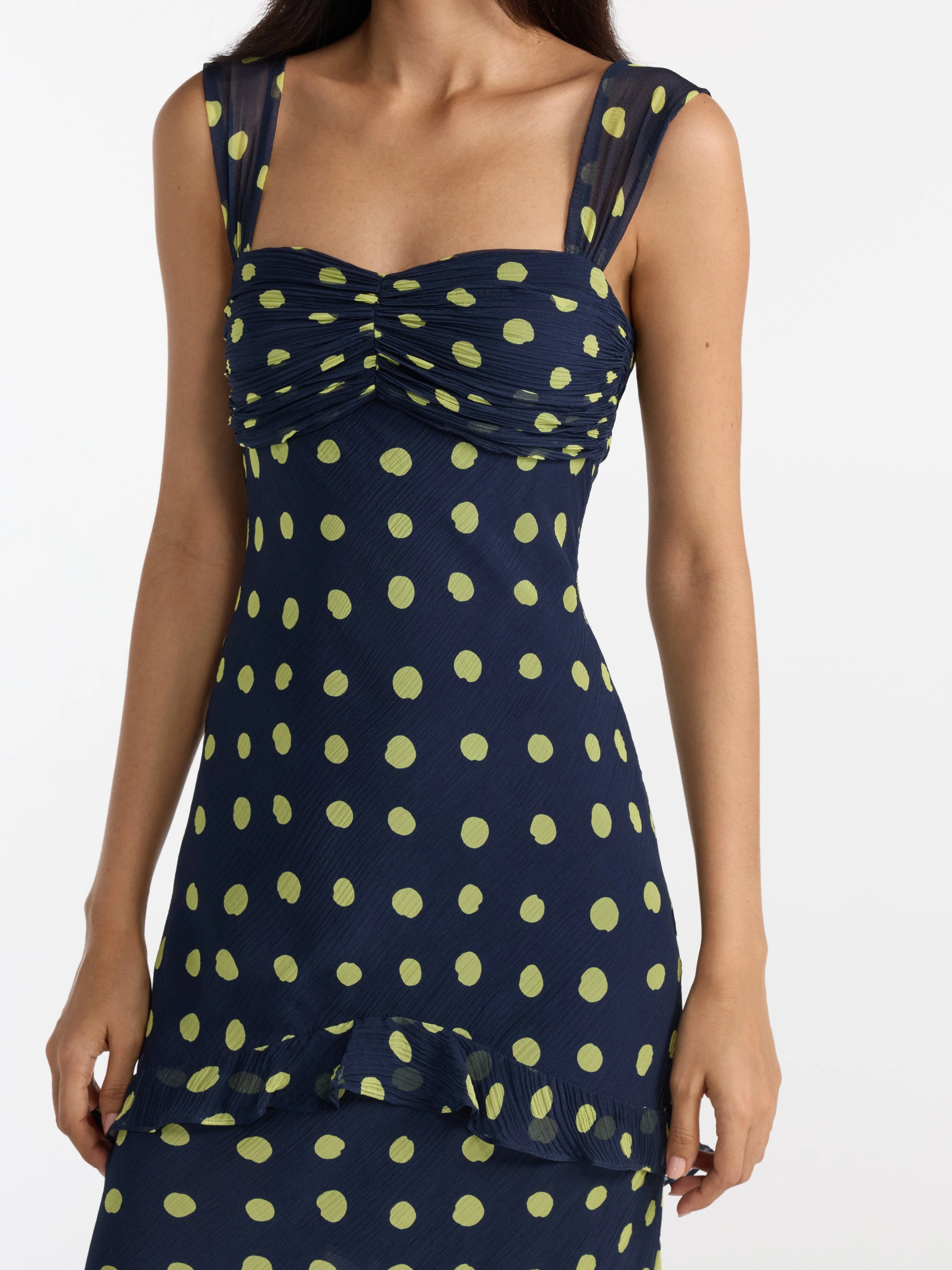 Selma Long Dress Polka Lemon - Image 5