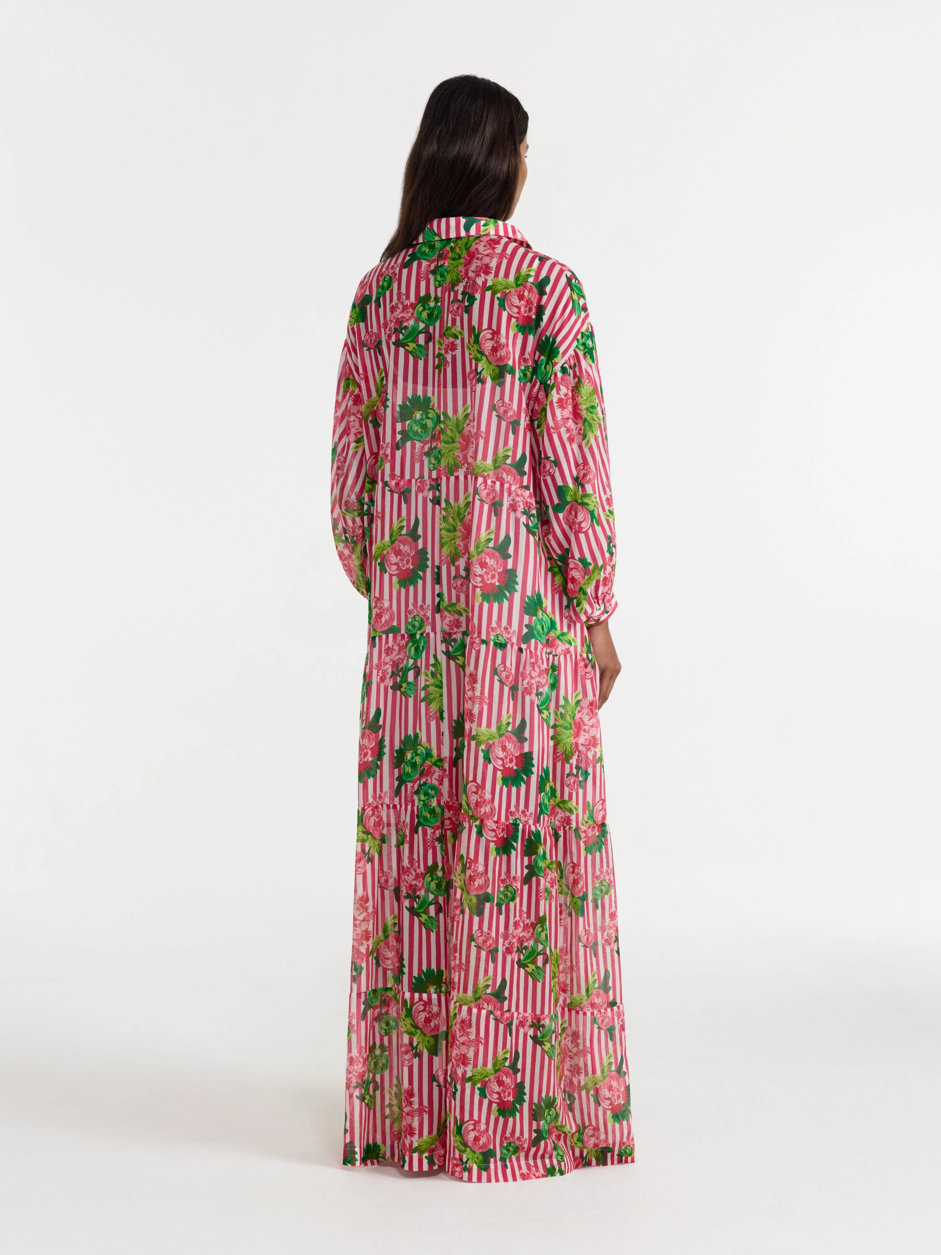 Soliel Long Dress in Pivoines Stripe - Image 4
