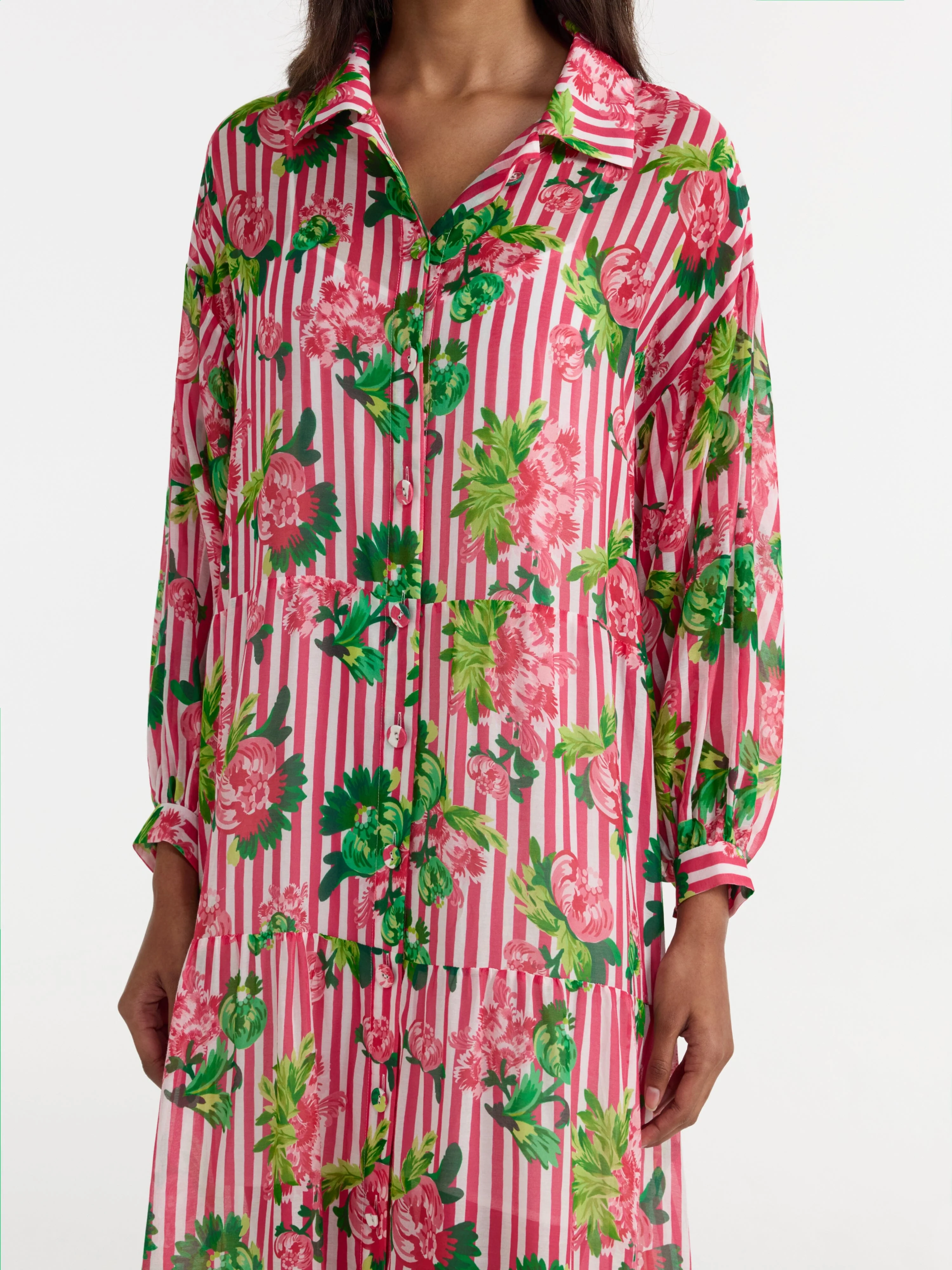 Soliel Long Dress in Pivoines Stripe - Image 5