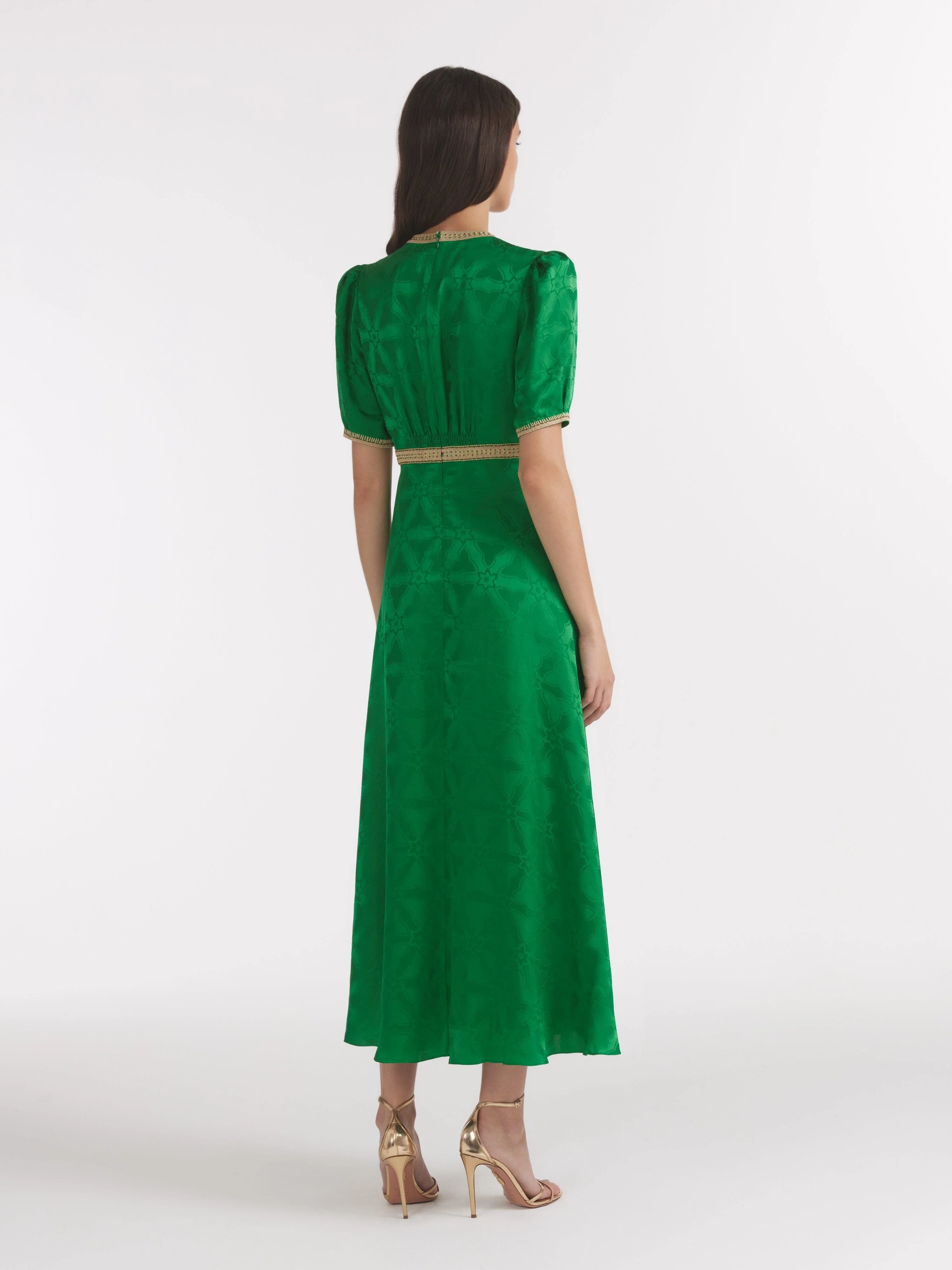 Tabitha C Dress in Emerald Green Ornate Embroidery - Image 4