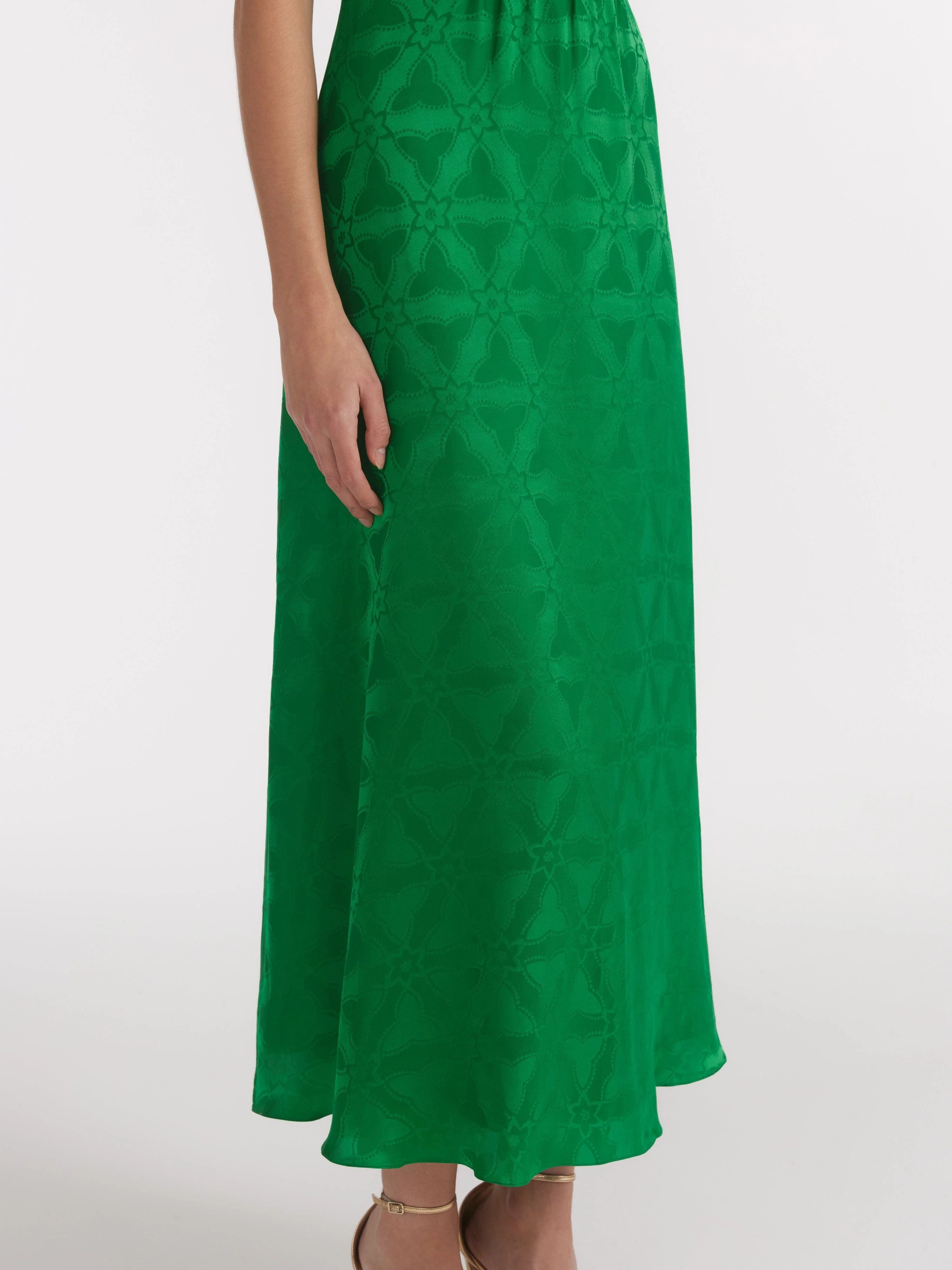 Tabitha C Dress in Emerald Green Ornate Embroidery - Image 6