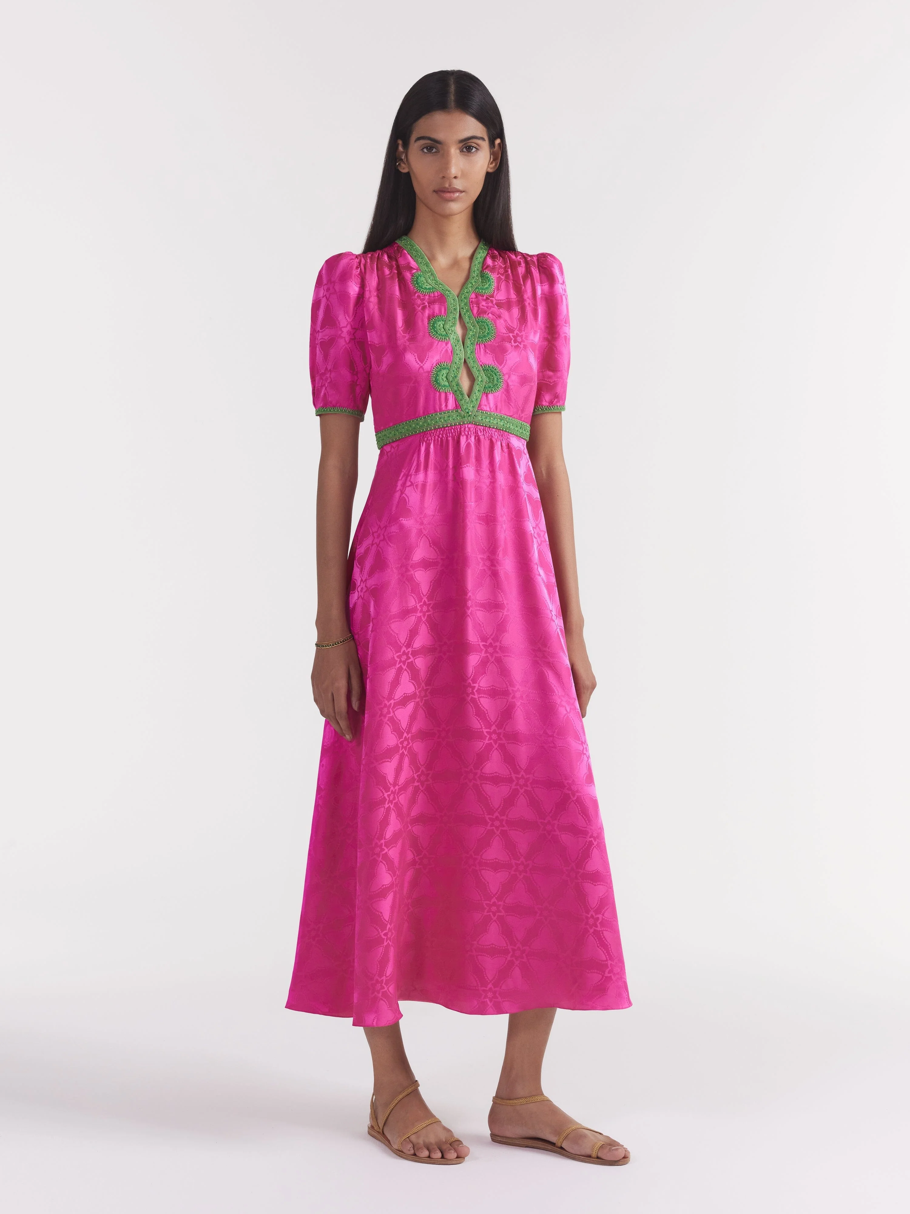Tabitha Dress in Honeysuckle Pink Embroidery - Image 3