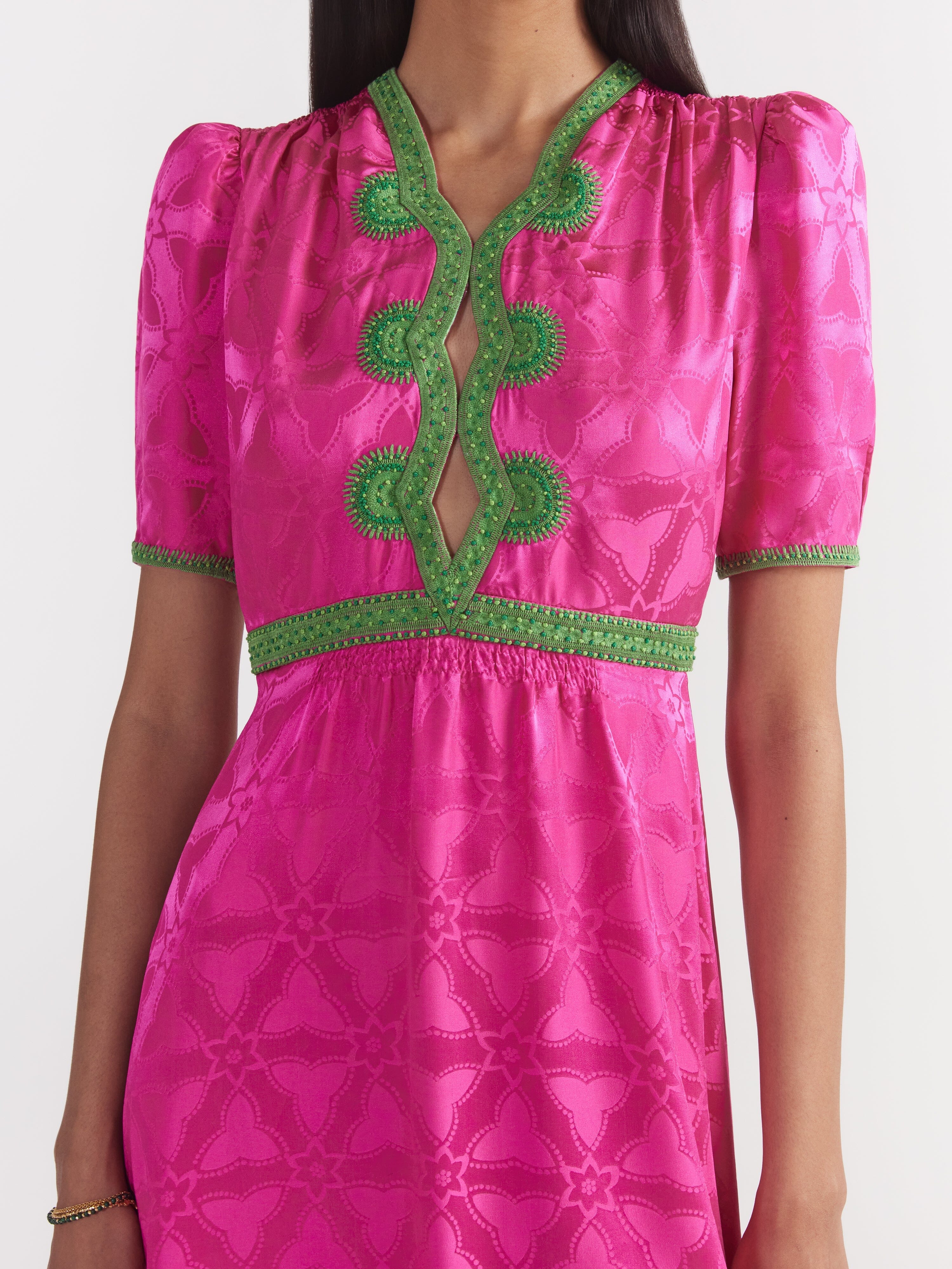 Tabitha Dress in Honeysuckle Pink Embroidery - Image 5