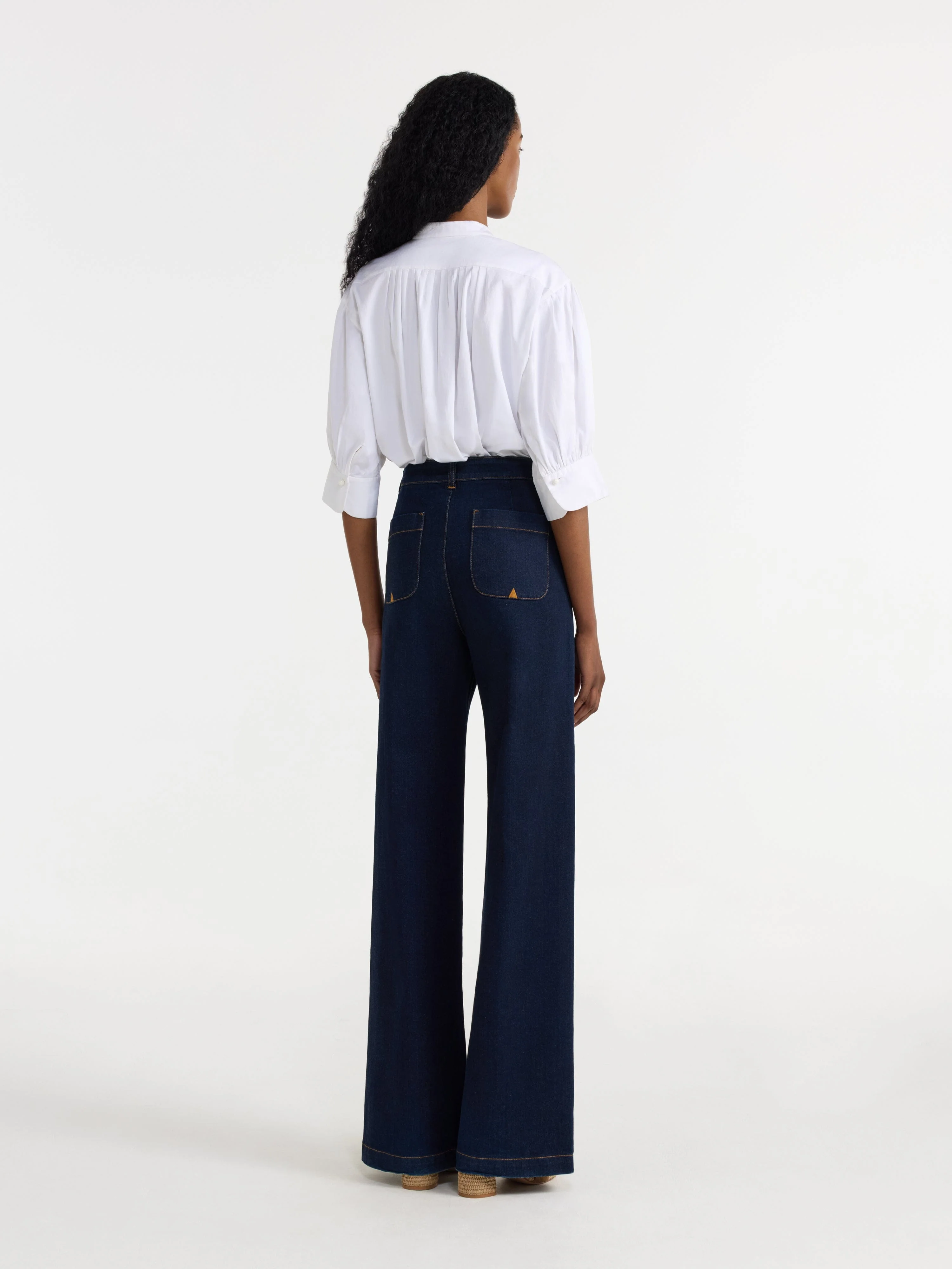 Tavi B Shirt in White Fanflower Embroidery - Image 4
