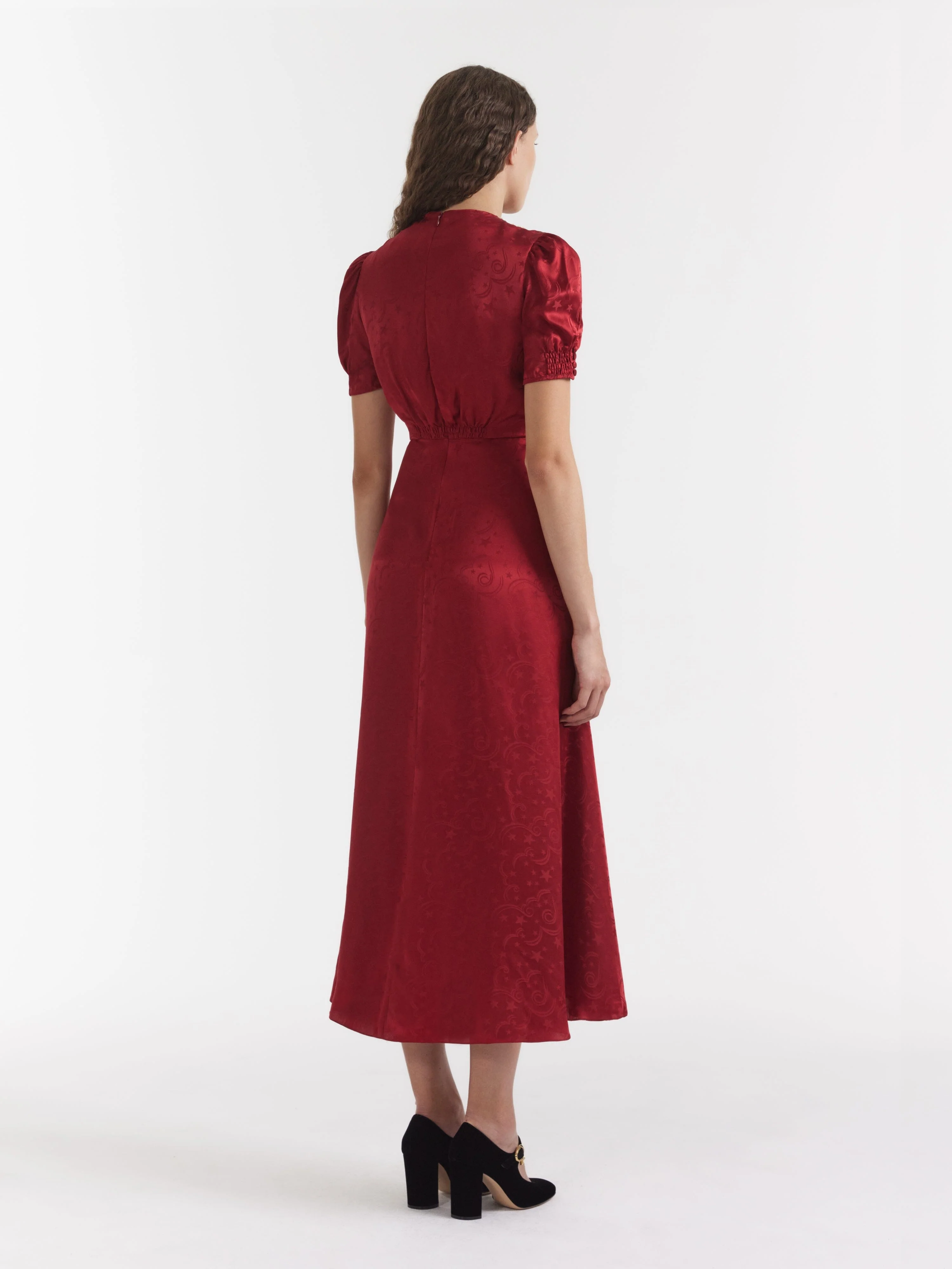 Venyx Lea Long Dress in Deep Red Moonbeam Embroidery - Image 4