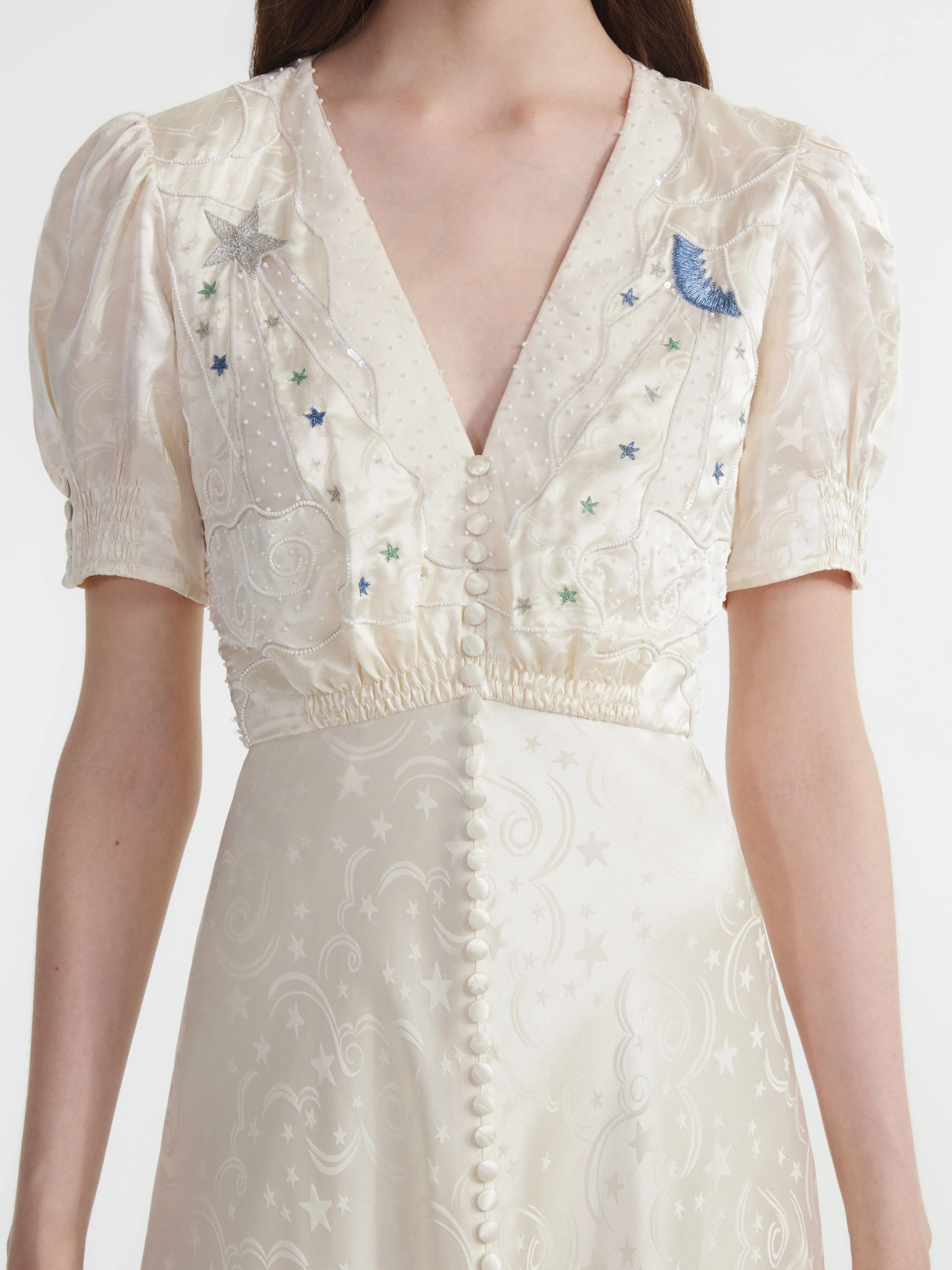 Venyx Lea Long Dress in Tusk Moonbeam Embroidery - Image 5